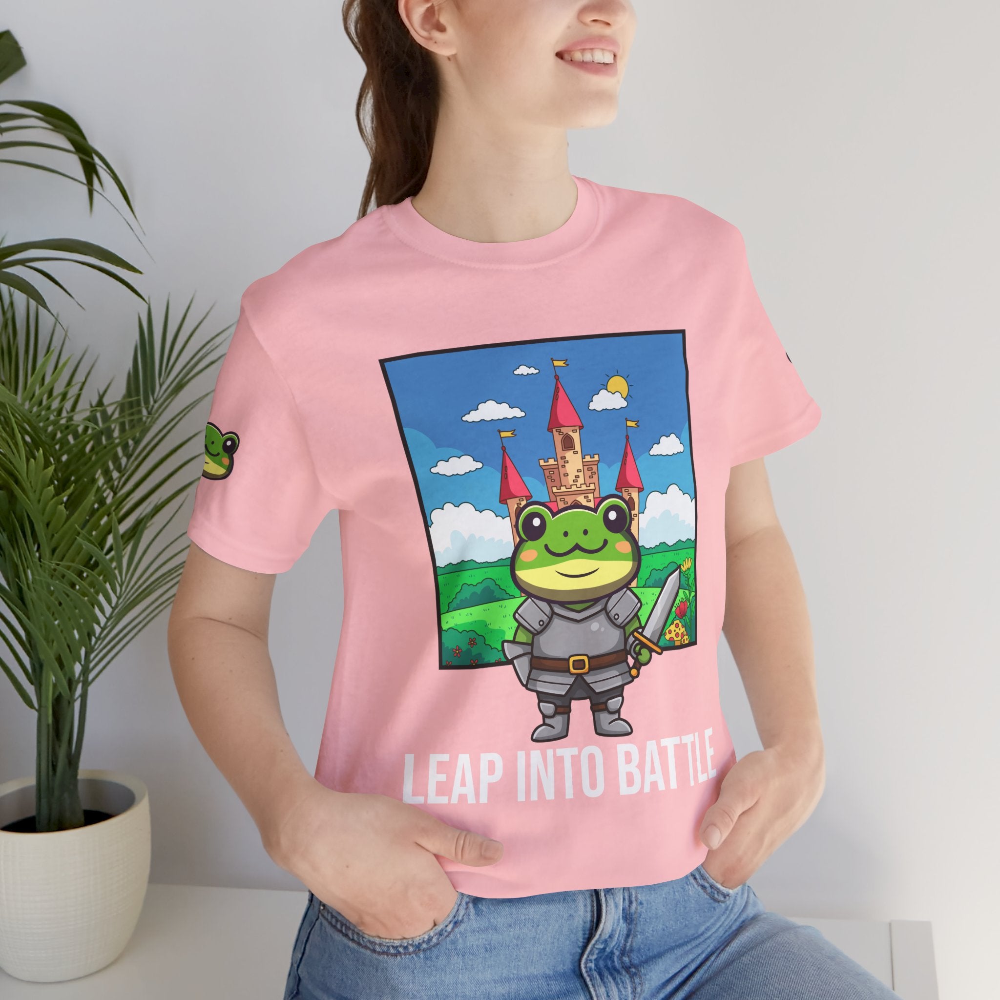 Custom T-Shirt - Knight Frog Castle T-Shirt – Cute Frog Knight Medieval Fantasy Graphic Tee