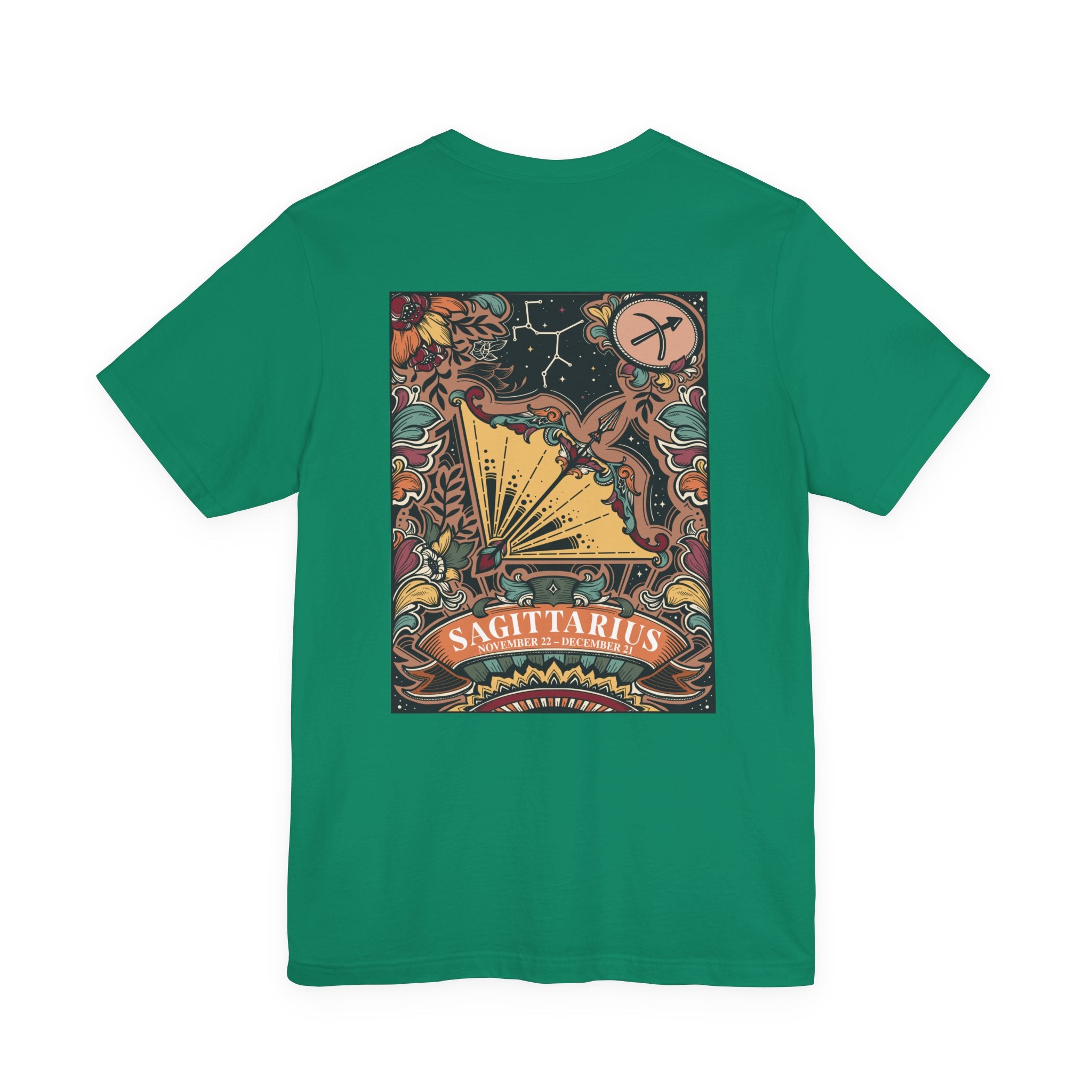 Sagittarius Zodiac T-Shirt – Constellation and Abstract Floral Design