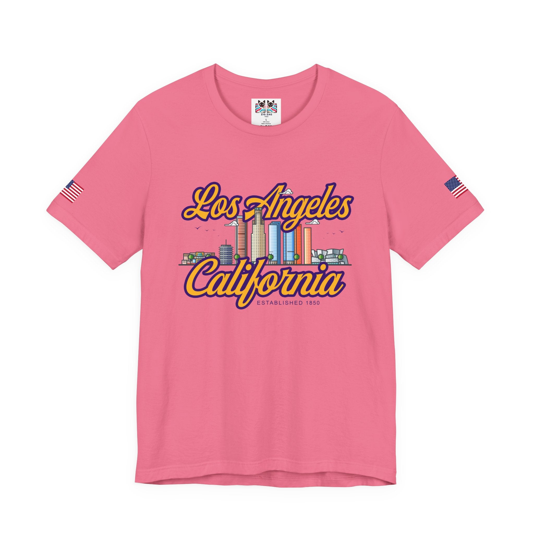 Los Angeles California Established 1850 T-Shirt – Downtown Skyline Script Graphic Tee