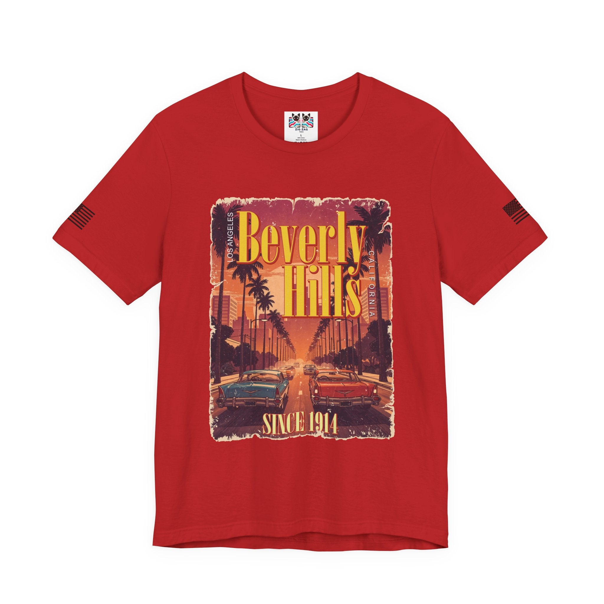 Beverly Hills Los Angeles California T-Shirt – Since 1914 Classic Cars Sunset Street Tee