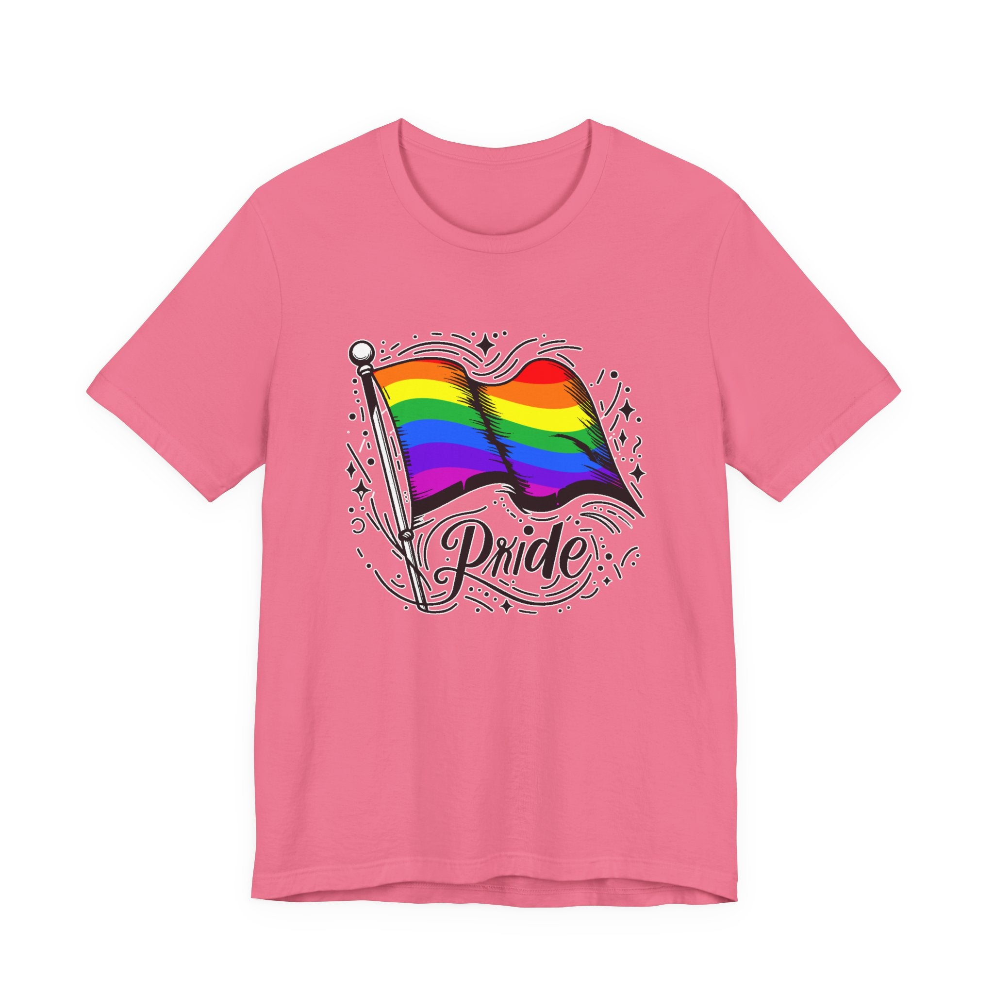 Pride Without Prejudice – Colorful Flag with Lines, Dots & Symbols Graphic T-Shirt