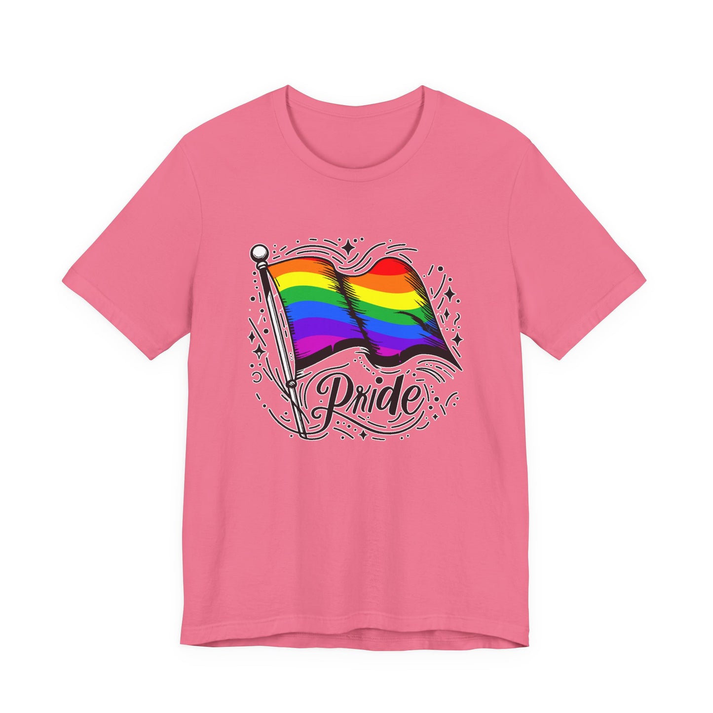 Pride Without Prejudice – Colorful Flag with Lines, Dots & Symbols Graphic T-Shirt