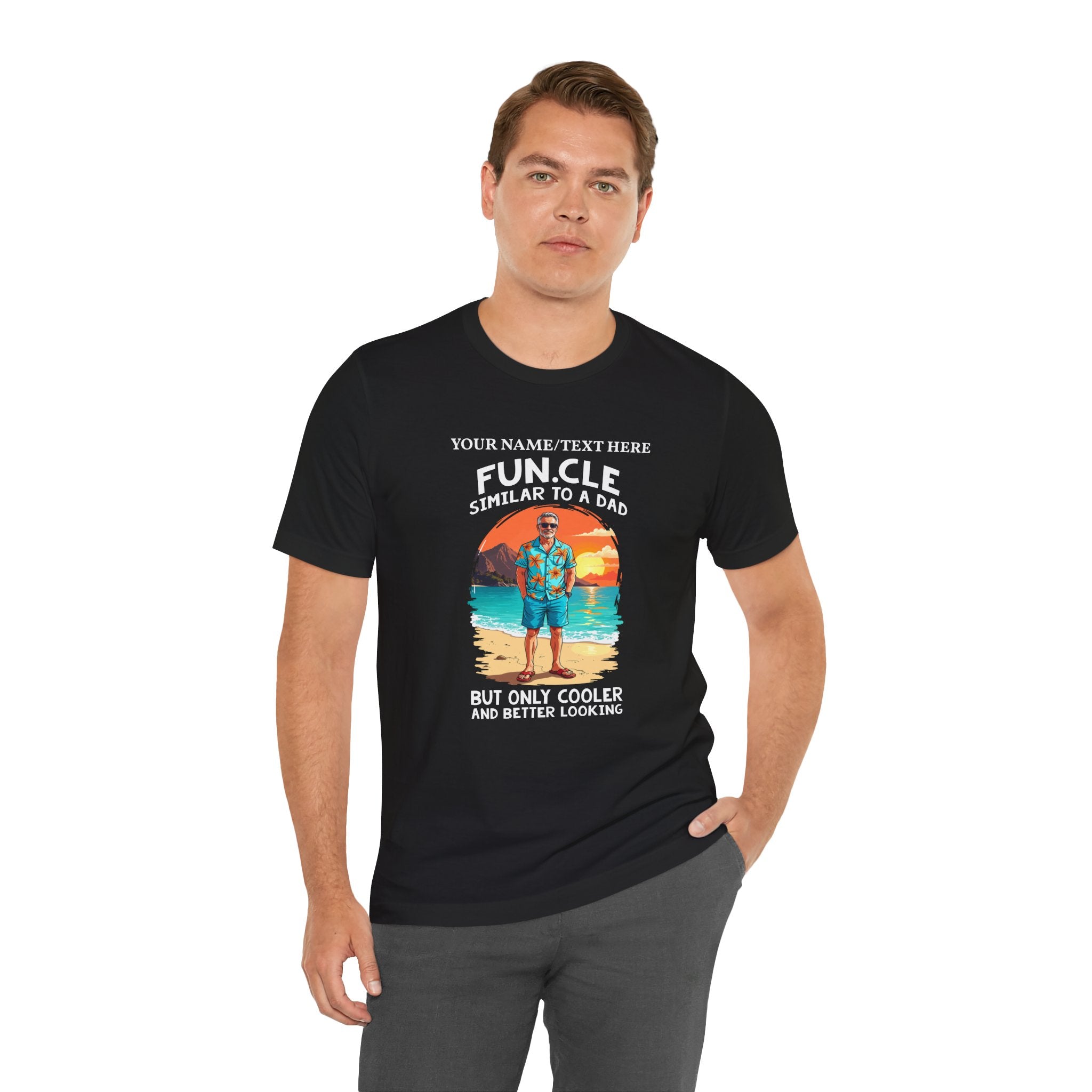 Custom T-Shirt - FUN.CLE Beach Sunset T-Shirt – Cool Uncle Beach Graphic with Funny Quote