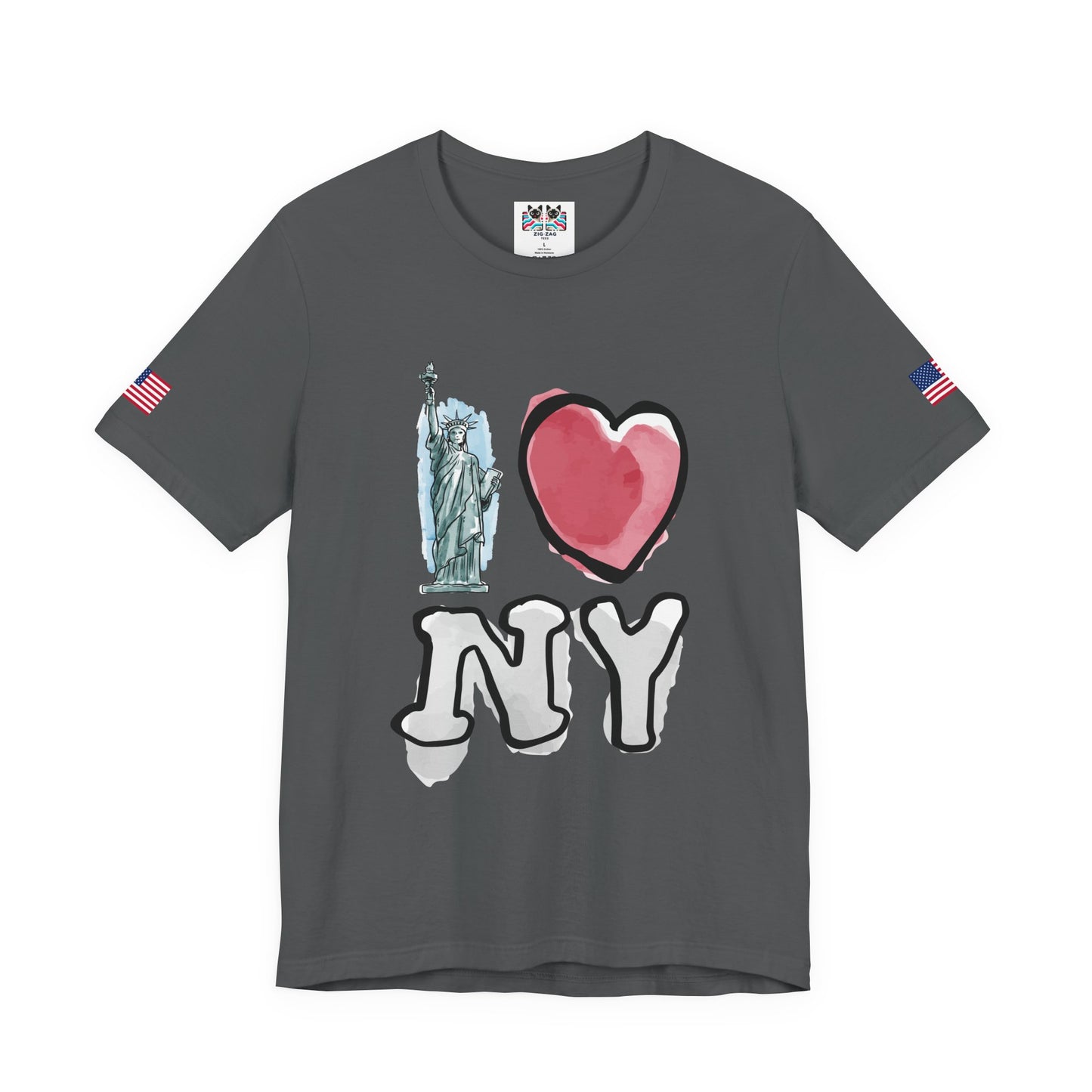 I Love NY T-Shirt - Statue of Liberty Pink Heart Black New York City Design