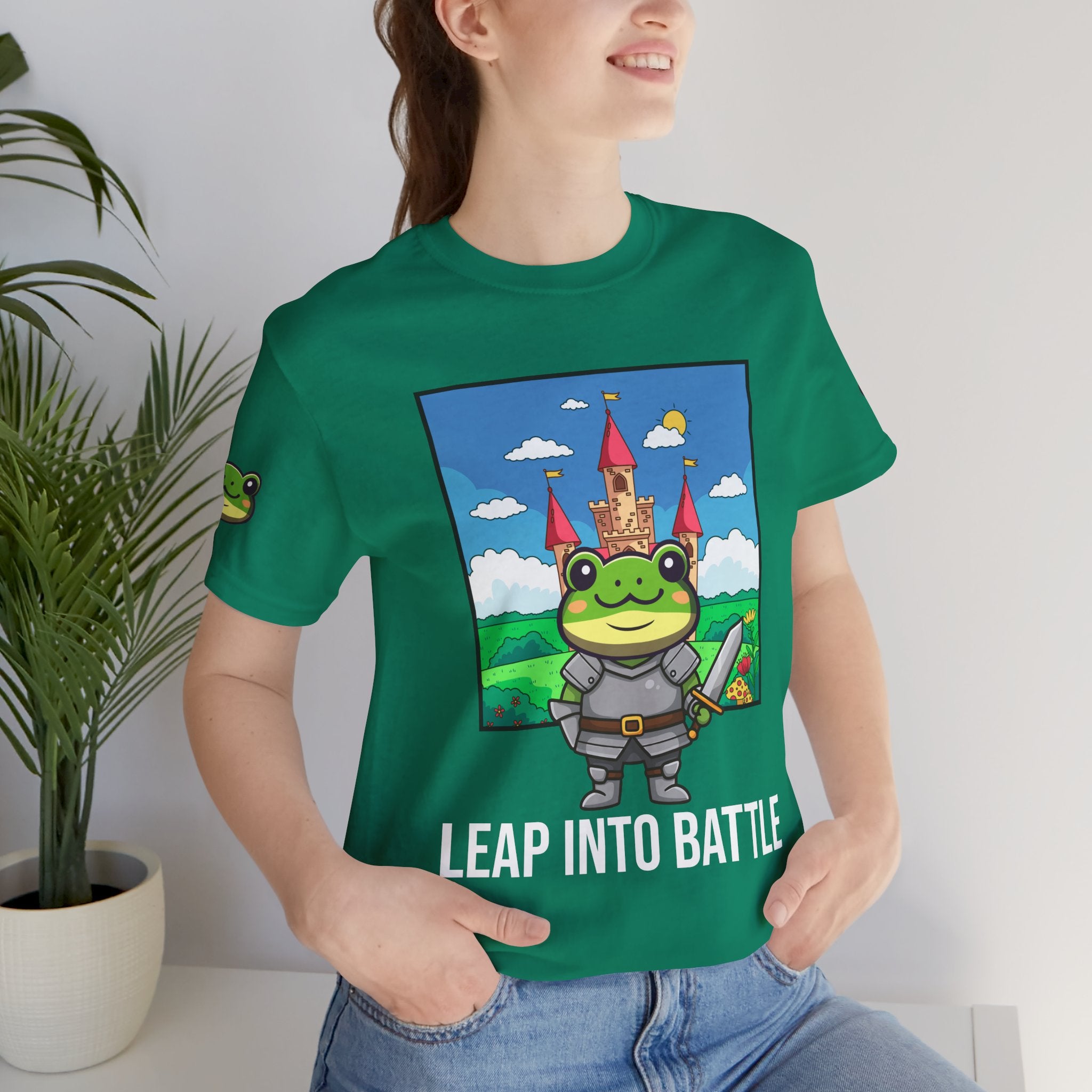 Custom T-Shirt - Knight Frog Castle T-Shirt – Cute Frog Knight Medieval Fantasy Graphic Tee