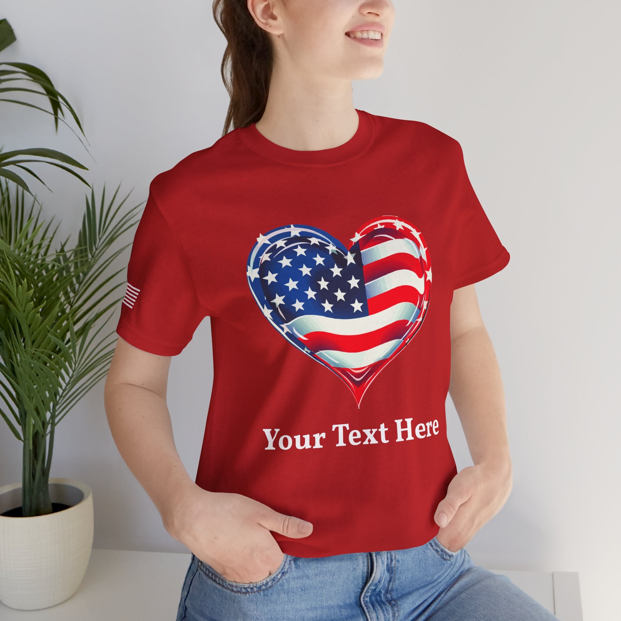 Custom T-Shirt - American Flag Heart T-Shirt – Love USA Patriotic Pride Graphic Tee