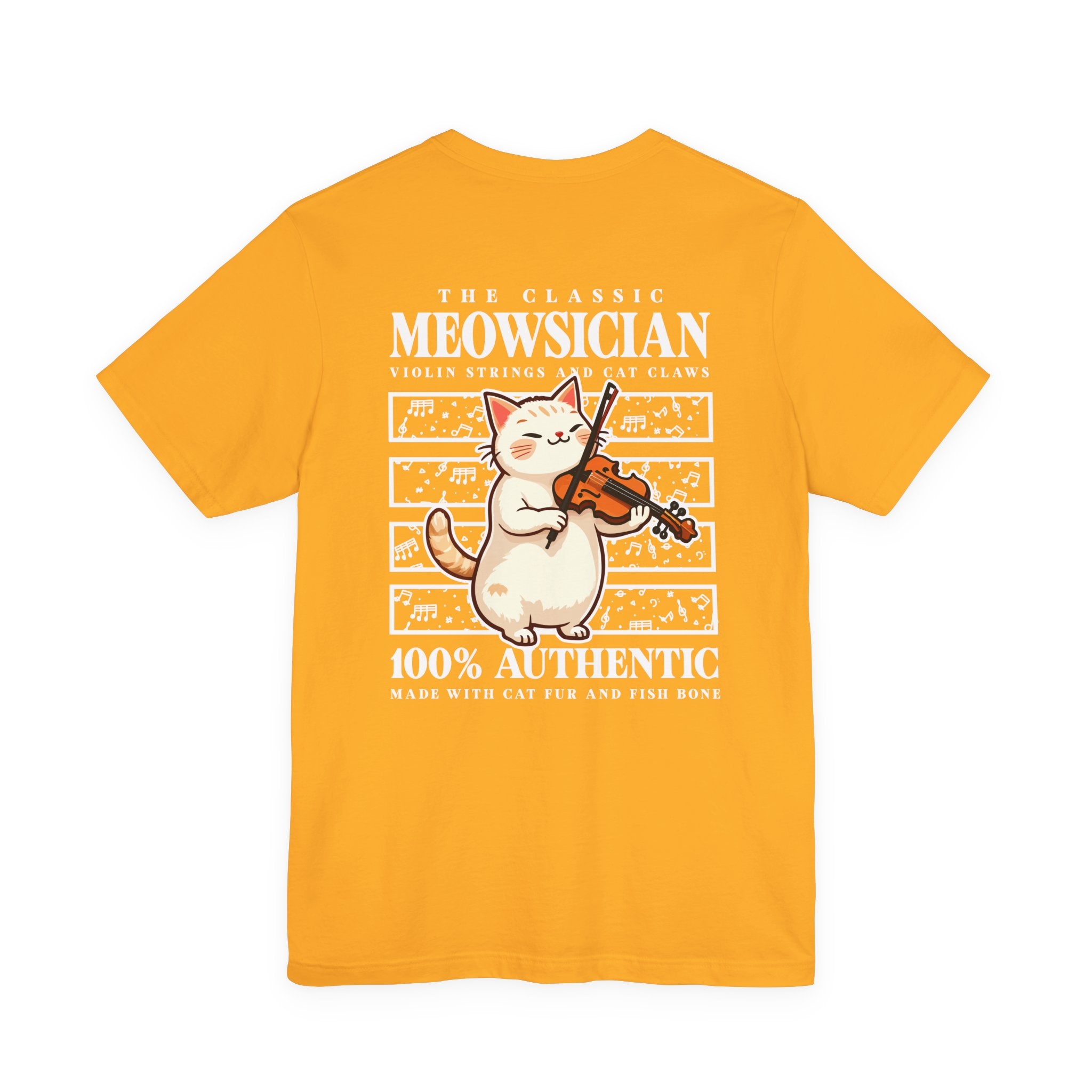 The Classic Meowsician T-Shirt – Cat & Violin Music Notes Fun Graphic
