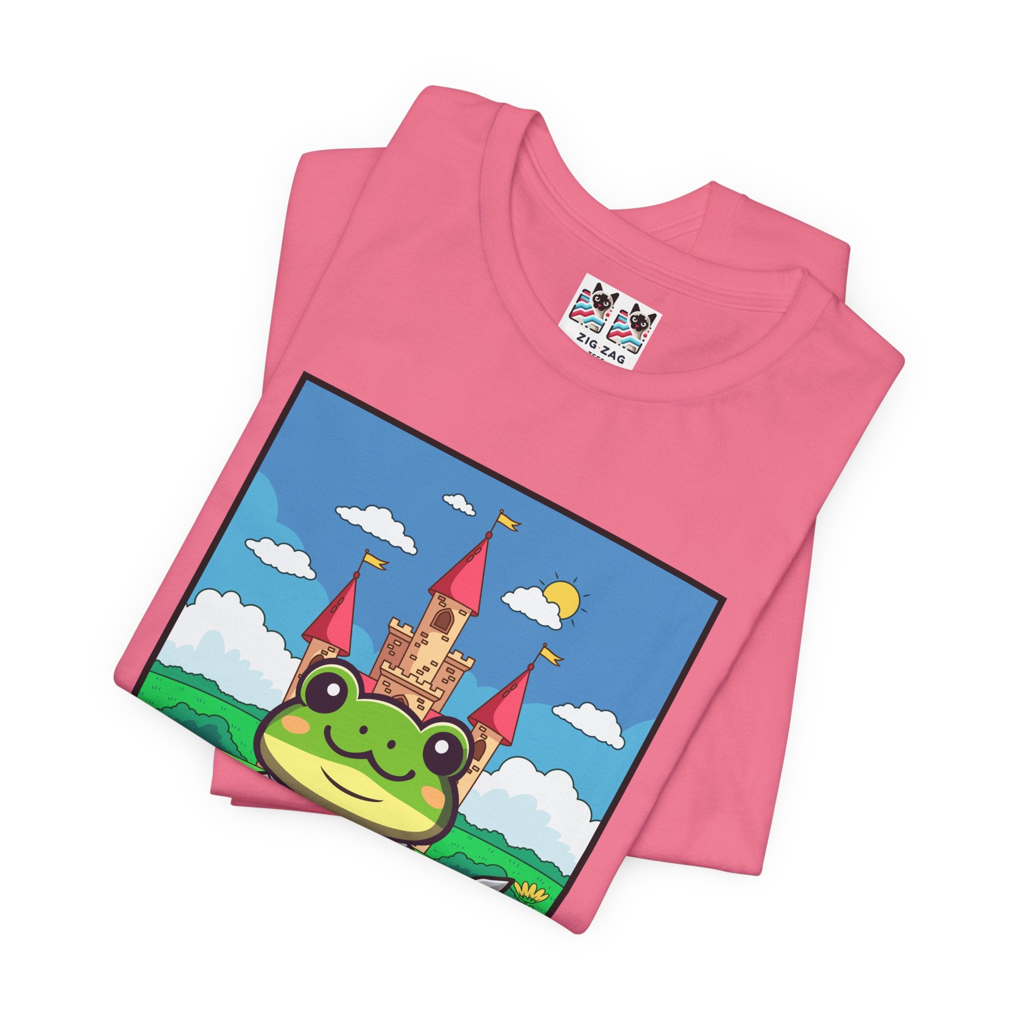 Custom T-Shirt - Knight Frog Castle T-Shirt – Cute Frog Knight Medieval Fantasy Graphic Tee