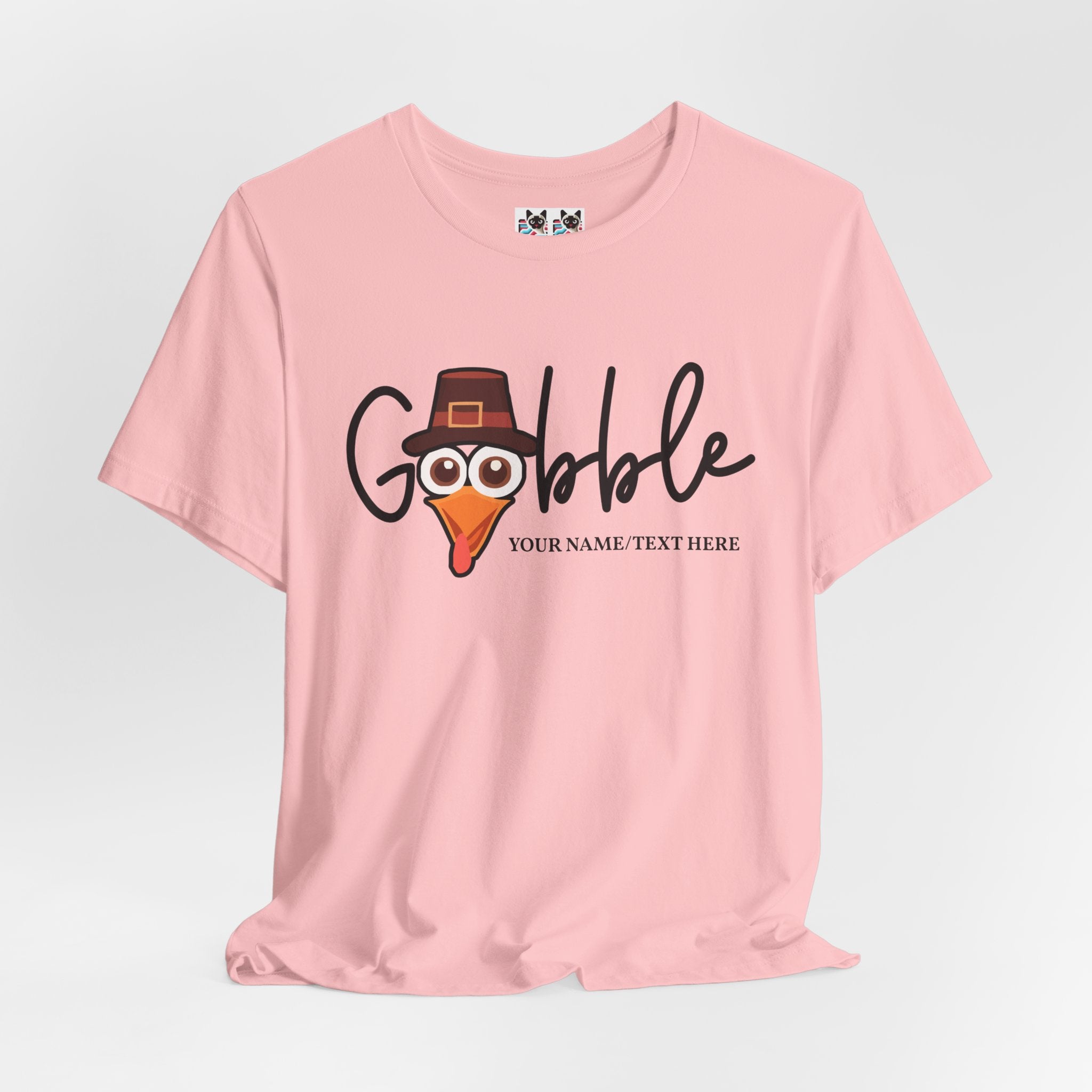 Custom T-Shirt - Gobble Turkey Head Cursive T-Shirt