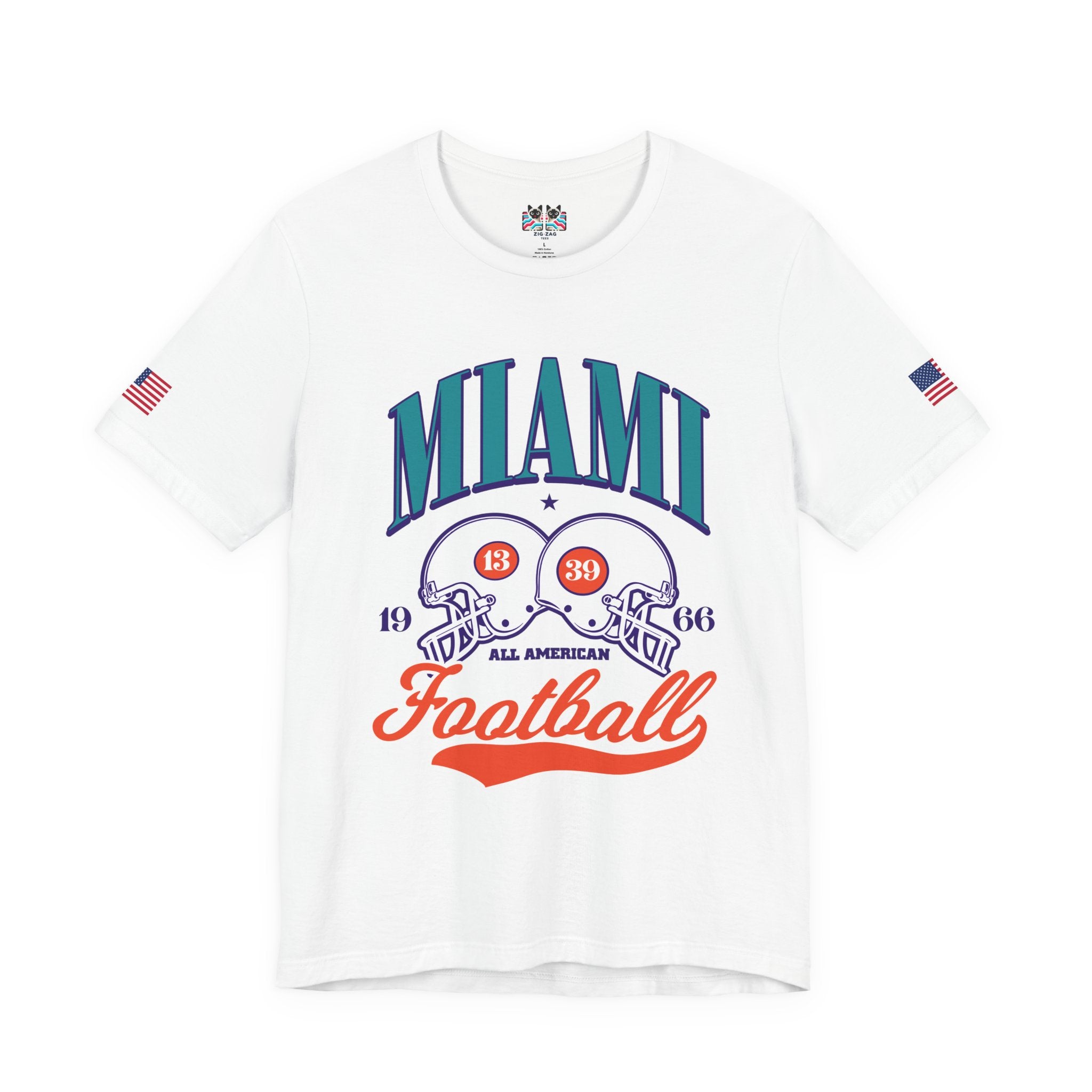 Miami All American Football T-Shirt – Vintage 1966 Helmets Collegiate Graphic Tee