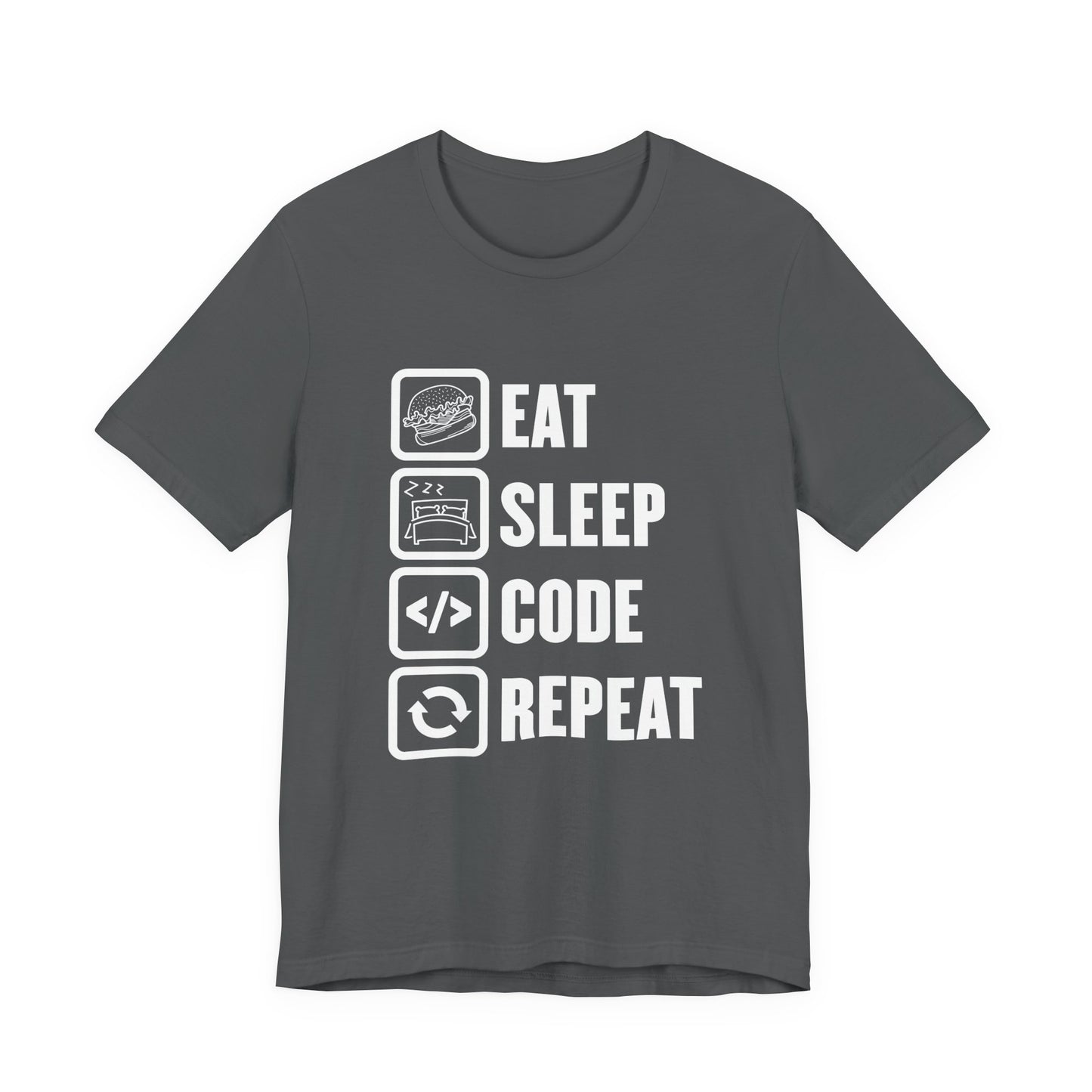 Eat, Sleep, Code, Repeat Tshirt – Minimalist Icon Design