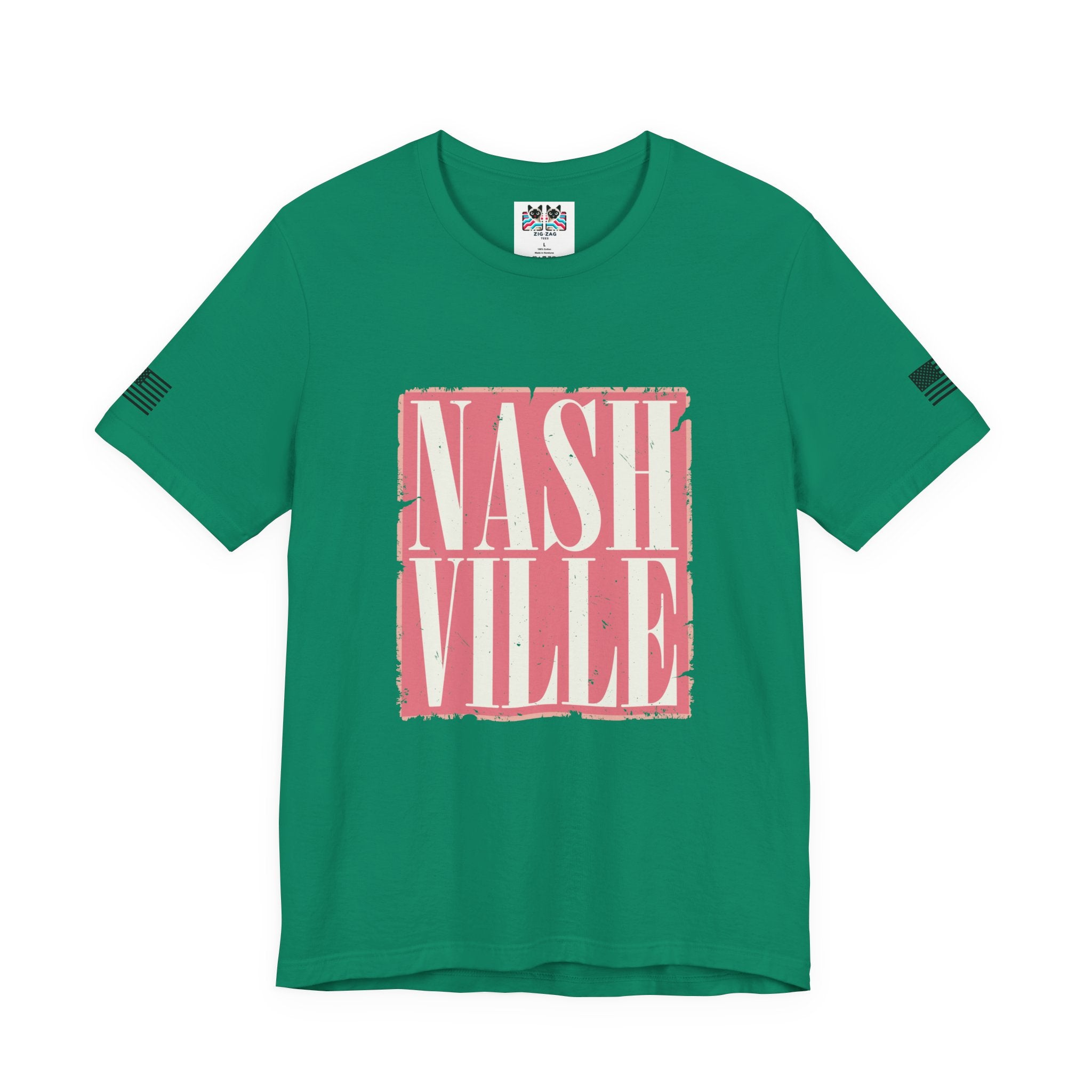 Nashville T-Shirt – Bold Distressed Block Letter Graphic Tee