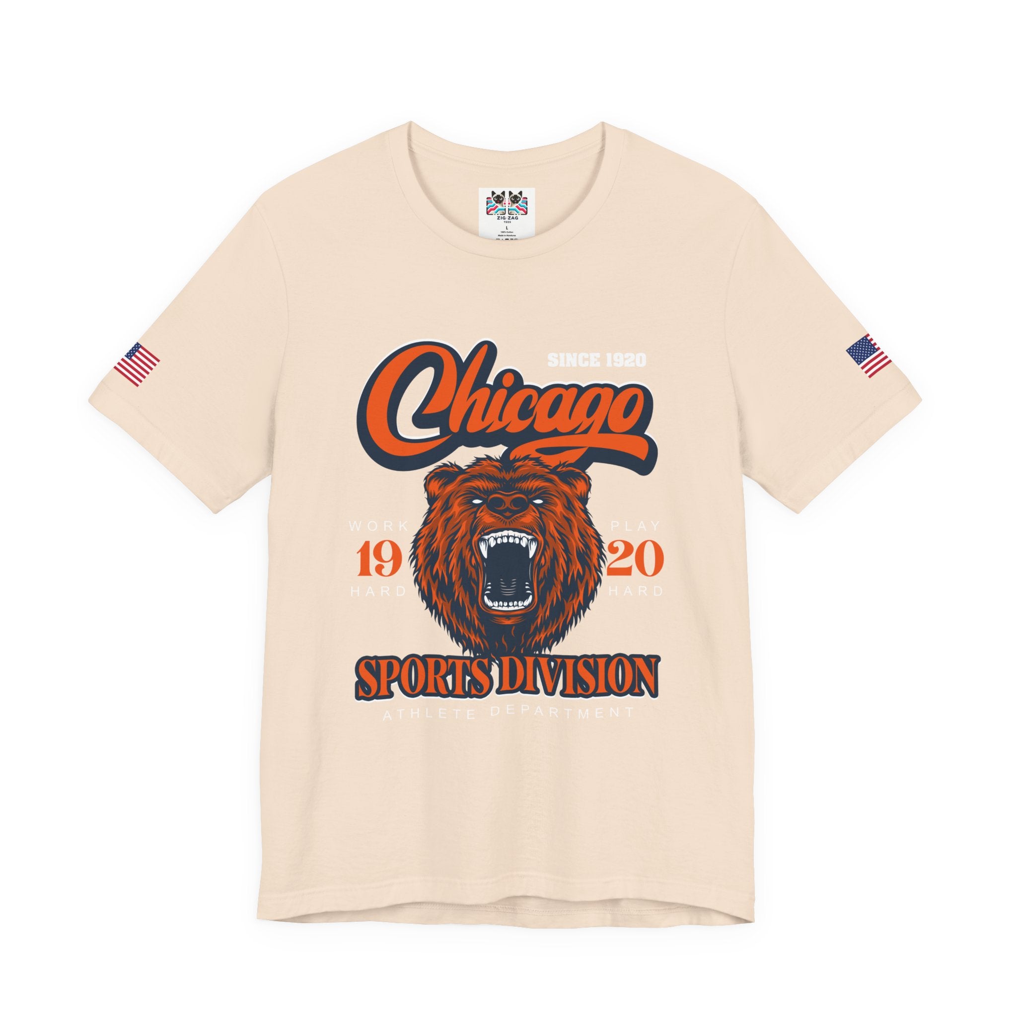 Chicago Sports Division T-Shirt - Since 1920 Bear Mascot Work Hard Play Hard