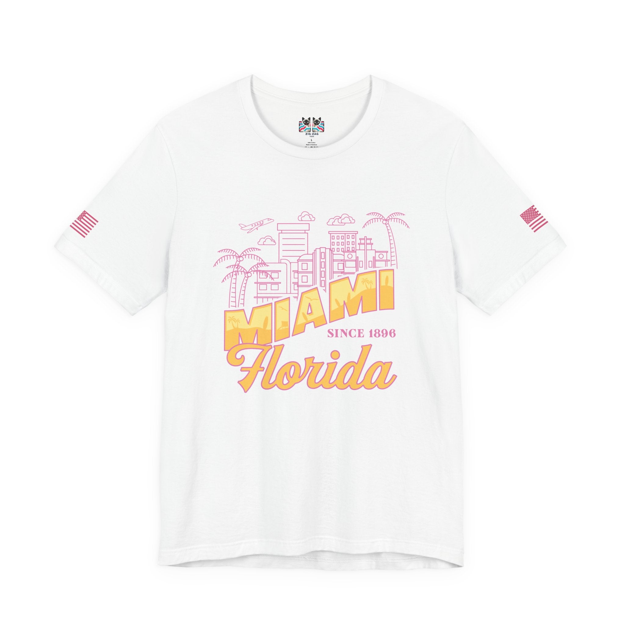 Miami Since 1896 Florida T-Shirt – Art Deco Skyline Line Art Graphic Tee
