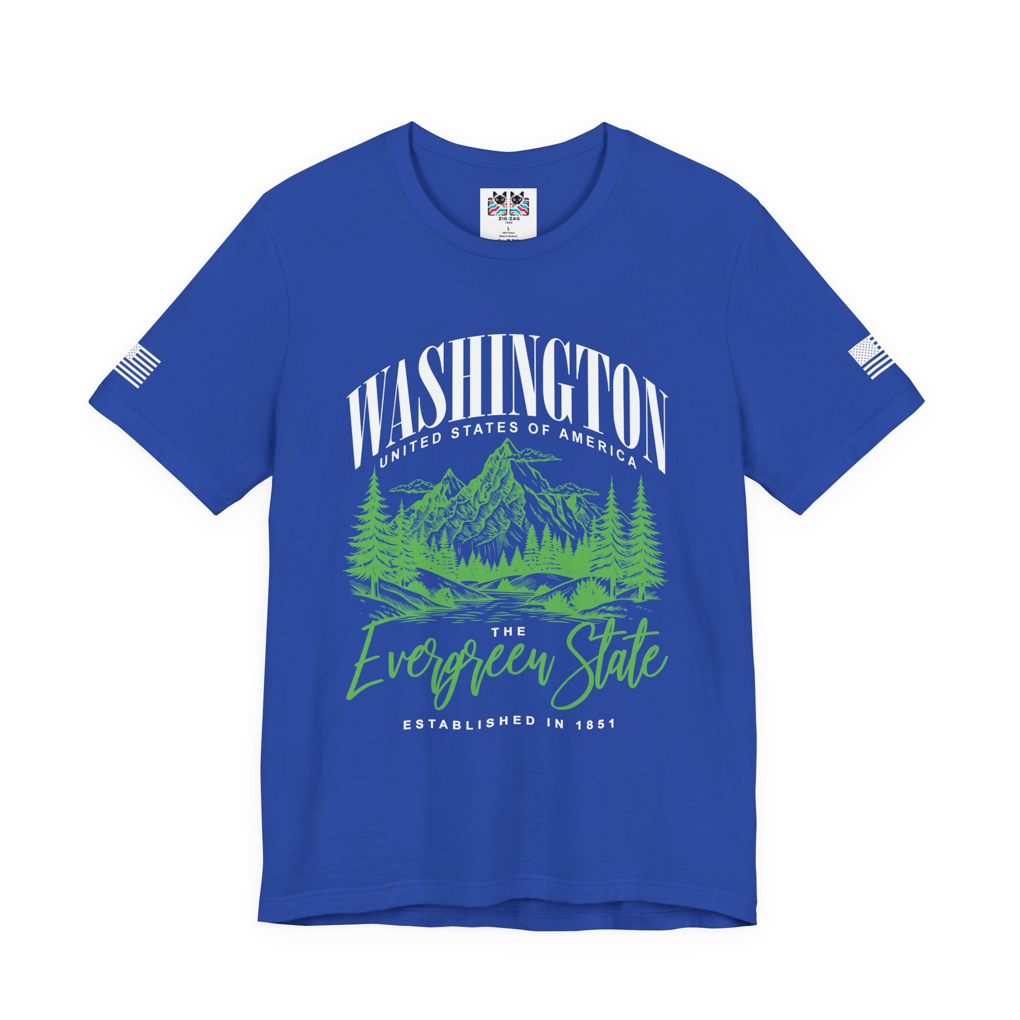 Washington The Evergreen State Mountain & Forest Nature Graphic T-Shirt | USA EST 1851 Pacific Northwest Tee