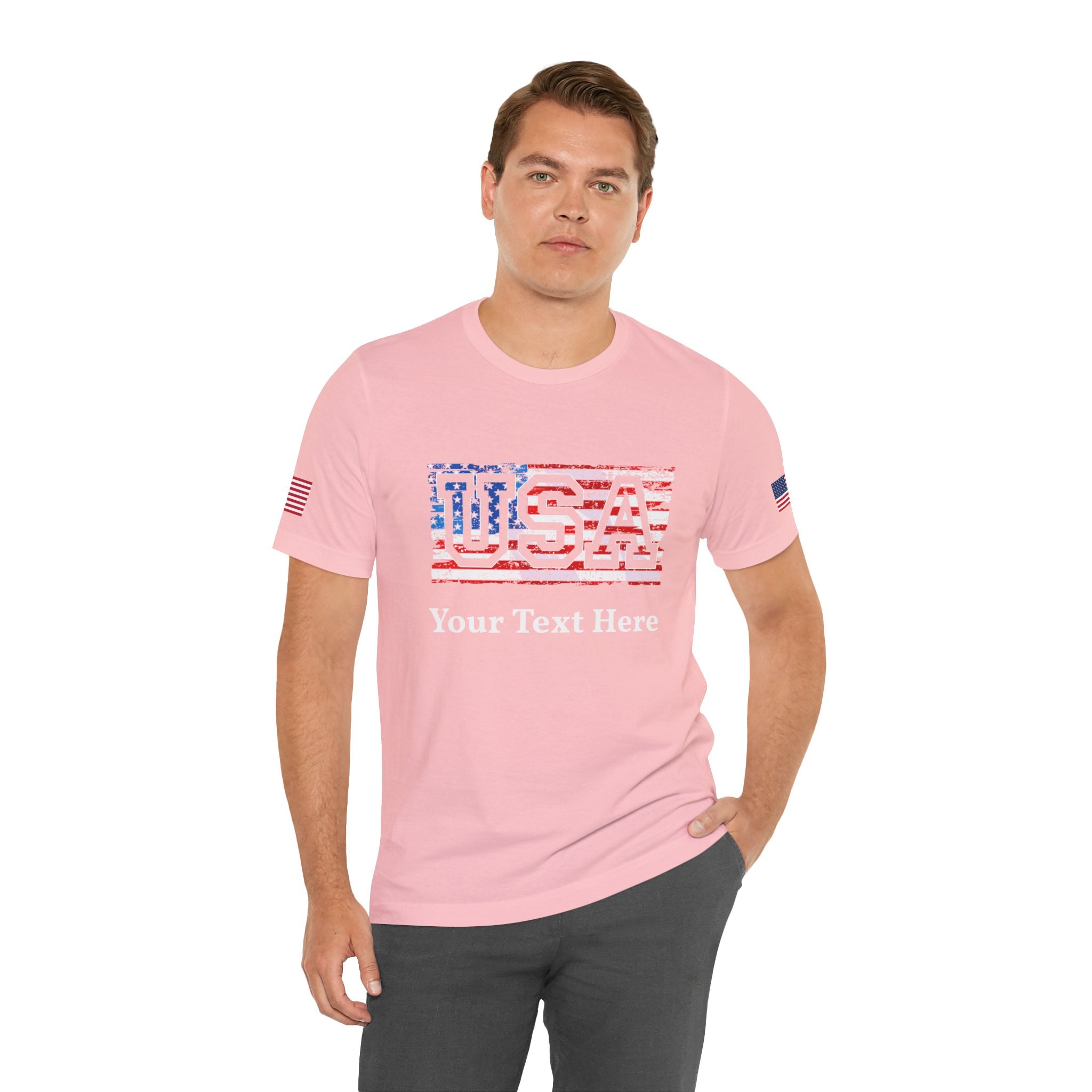 Custom T-Shirt - USA Vintage Collegiate T-Shirt – Retro American Flag Typography Graphic Tee