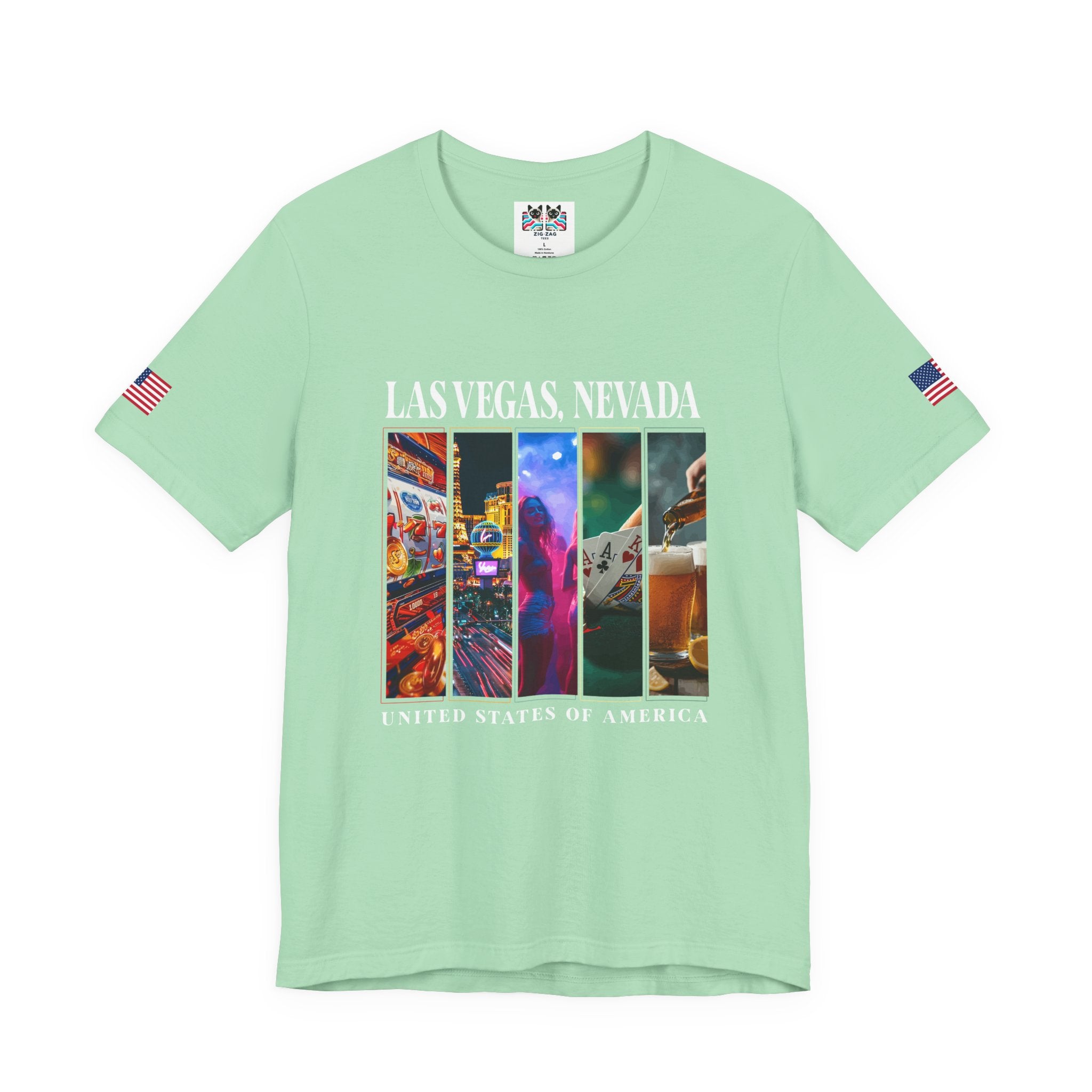 Las Vegas Nevada USA Photo Panel T-Shirt – Slots Strip Nightlife Poker Drinks Tee