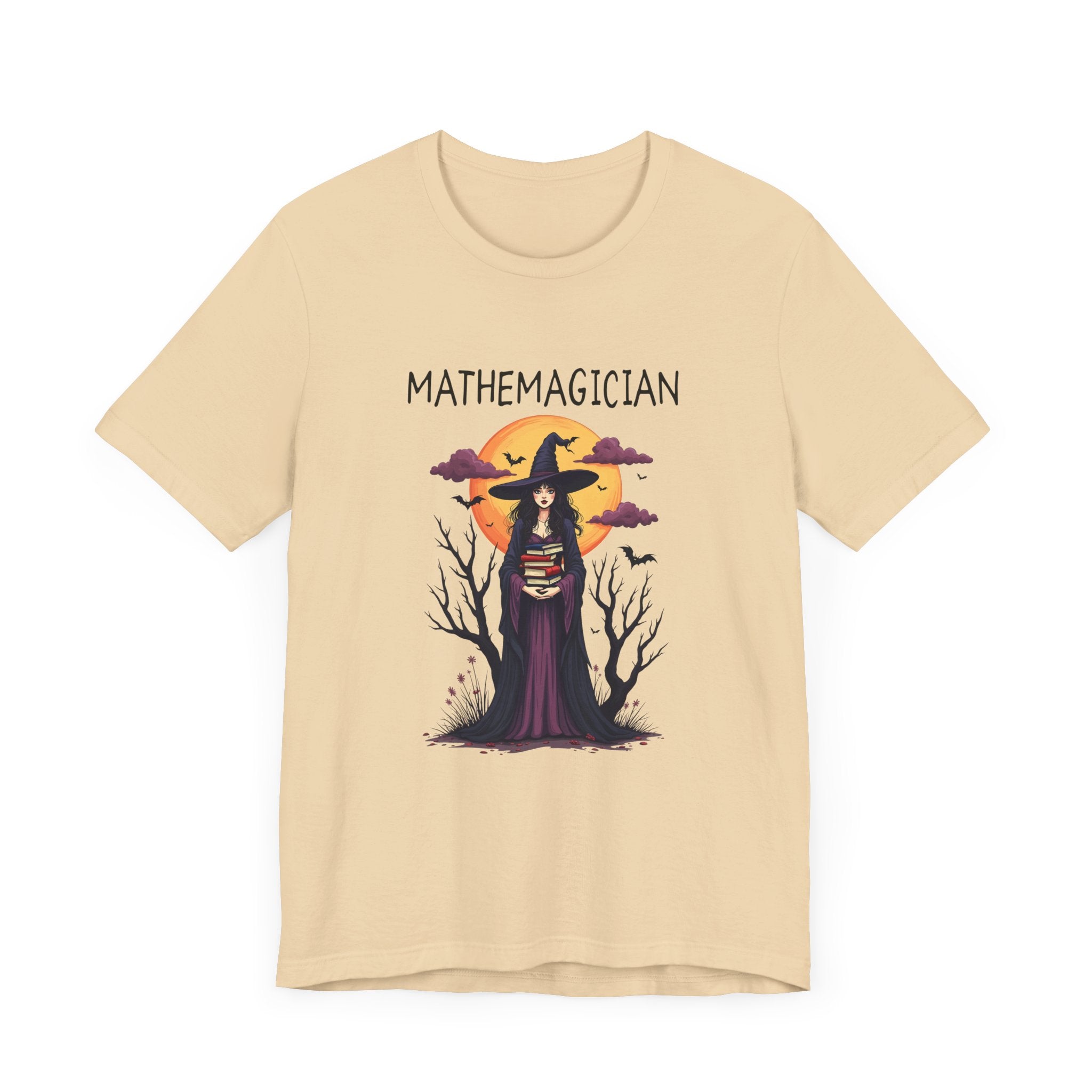 Enchanted Math Magician Tee – Witch with Books and Bats