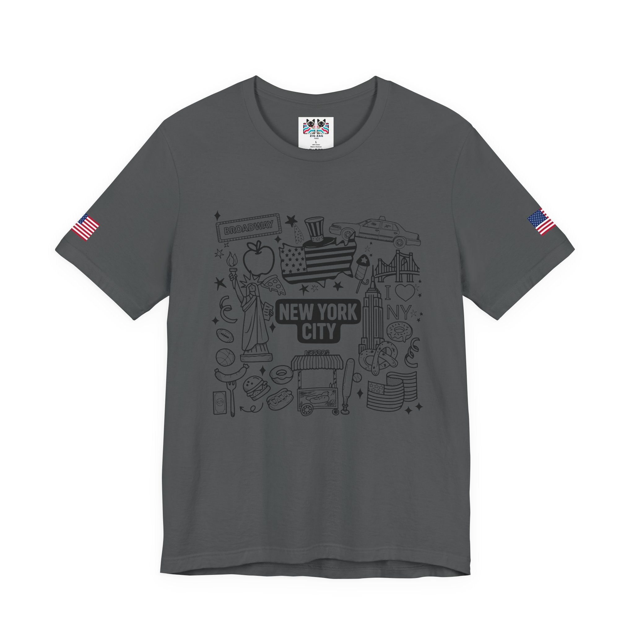 New York City Doodle T-Shirt - Cute NYC Icons Coloring Book Style Tourist Design