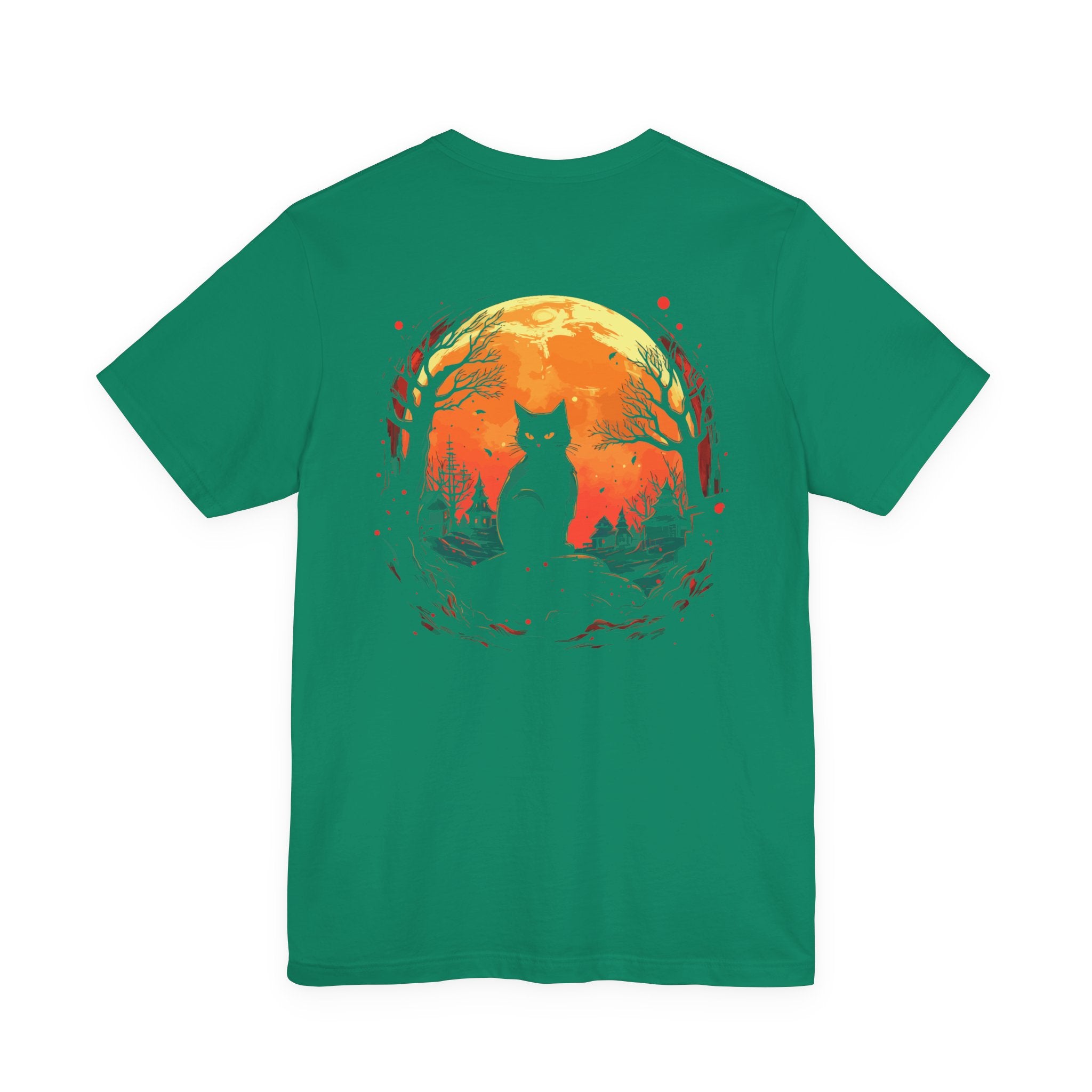 Black Cat Full Harvest Moon Halloween Night T-Shirt