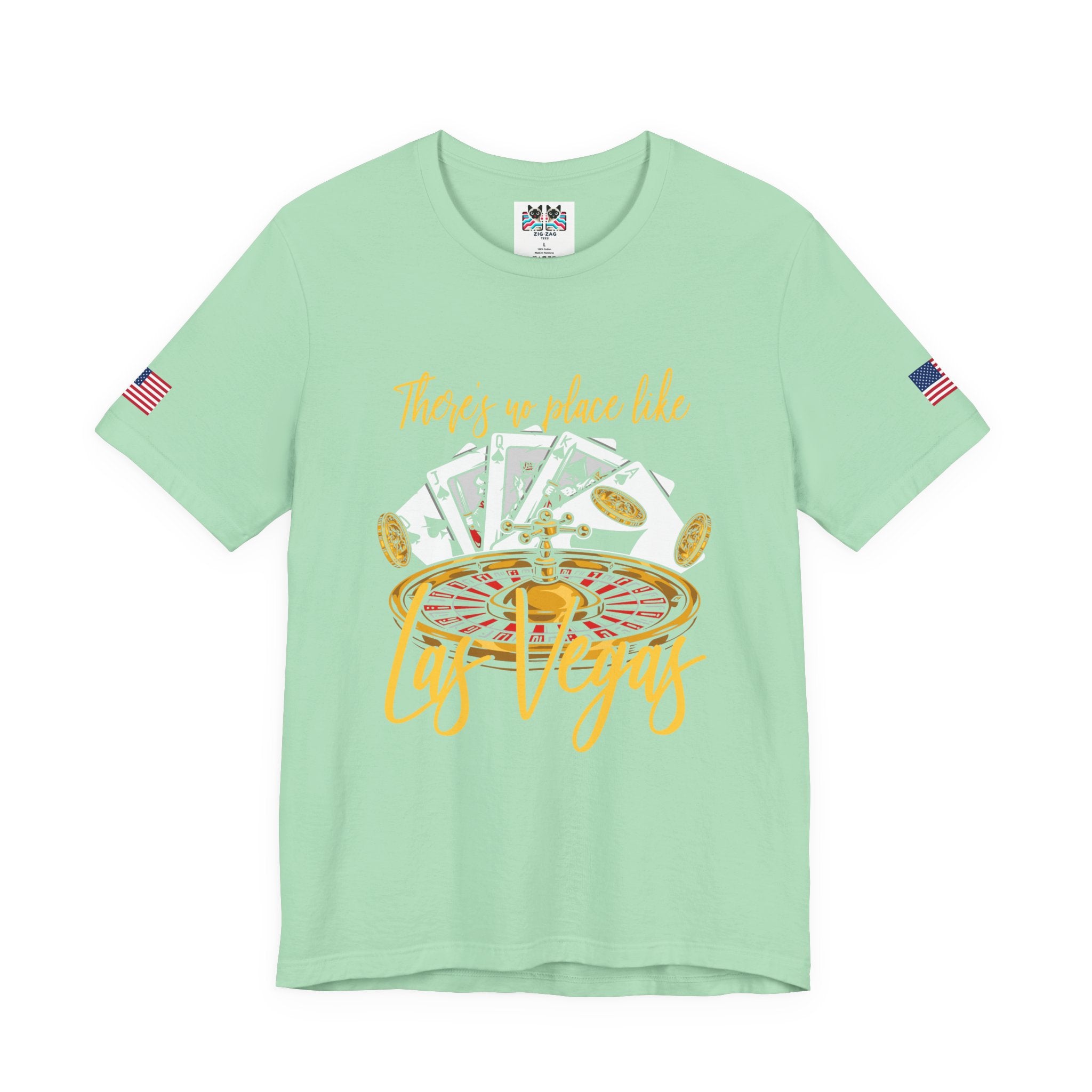There's No Place Like Las Vegas T-Shirt – Roulette Wheel Poker Cards Casino Tee