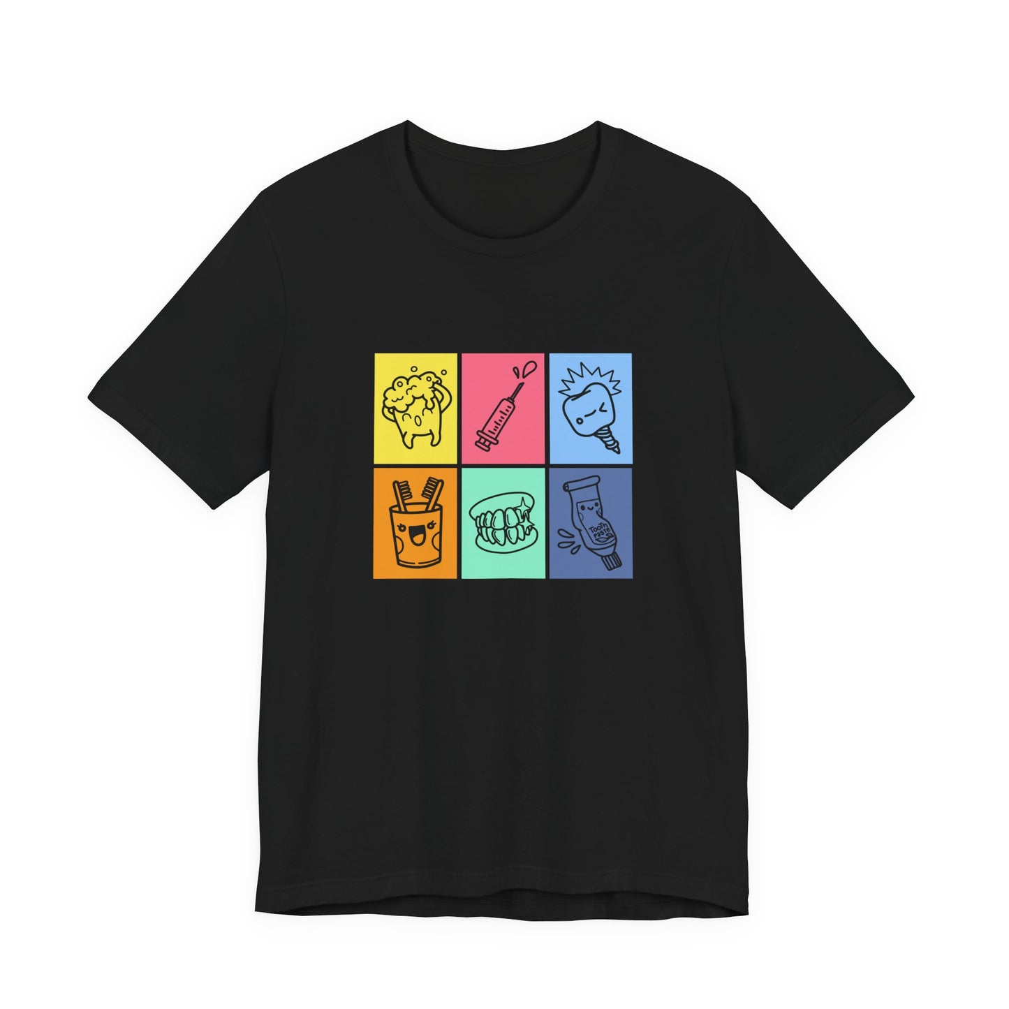 Colorful Dental Fun T Shirt Six Box Tooth Bath Syringe Implant Smile Toothpaste