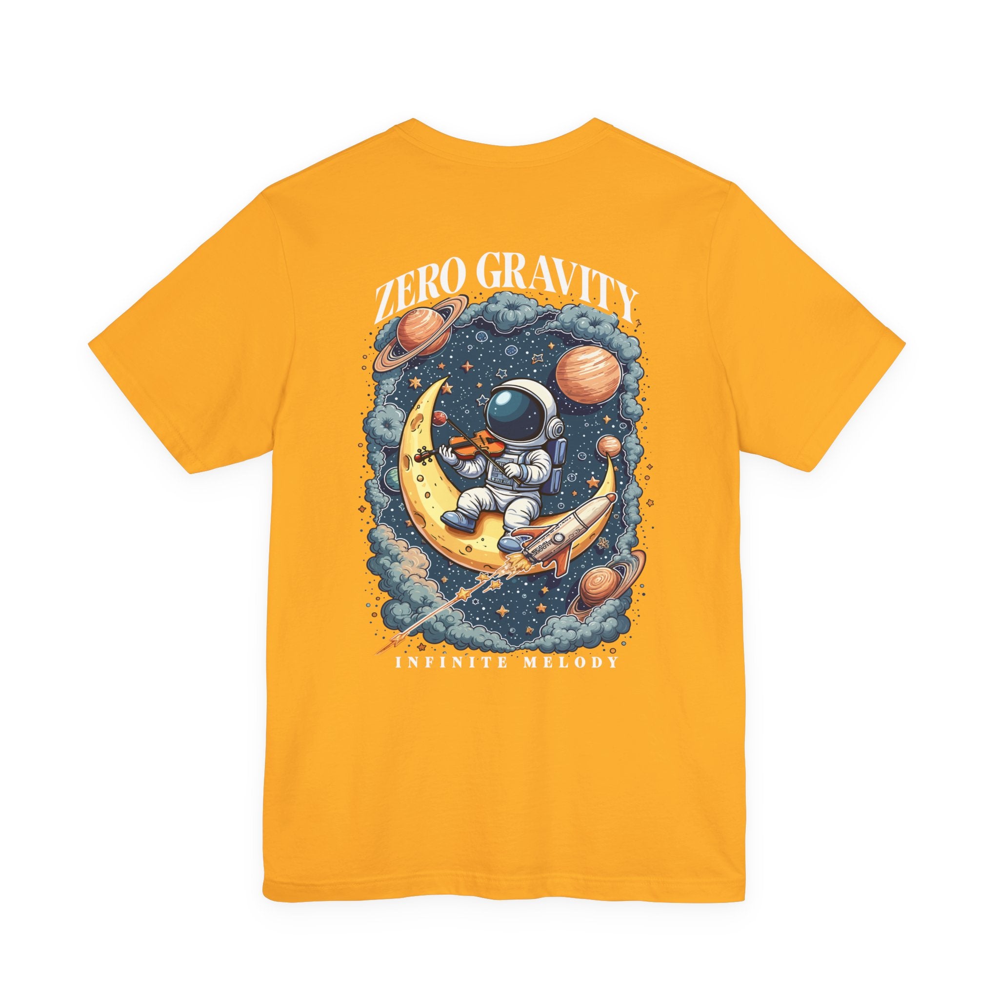 Zero Gravity Infinite Melody T-Shirt – Astronaut Violinist on Crescent Moon