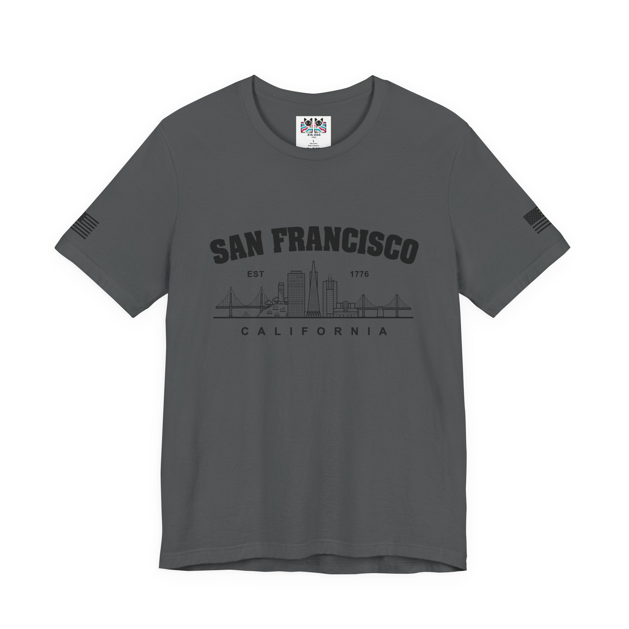 San Francisco California T-Shirt, EST 1776 Collegiate Skyline Tee, Bay Area Minimalist Gift Shirt, SF Souvenir, Unisex