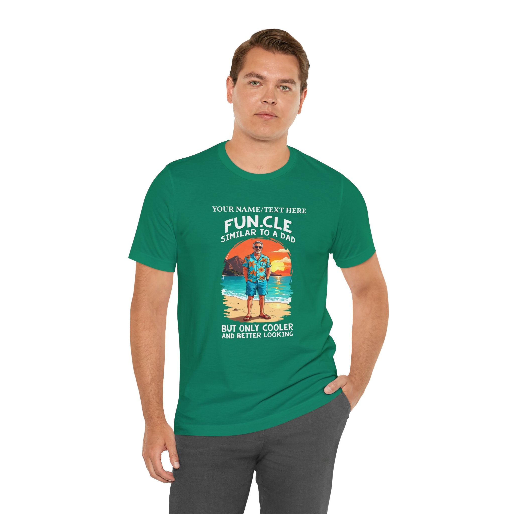Custom T-Shirt - FUN.CLE Beach Sunset T-Shirt – Cool Uncle Beach Graphic with Funny Quote
