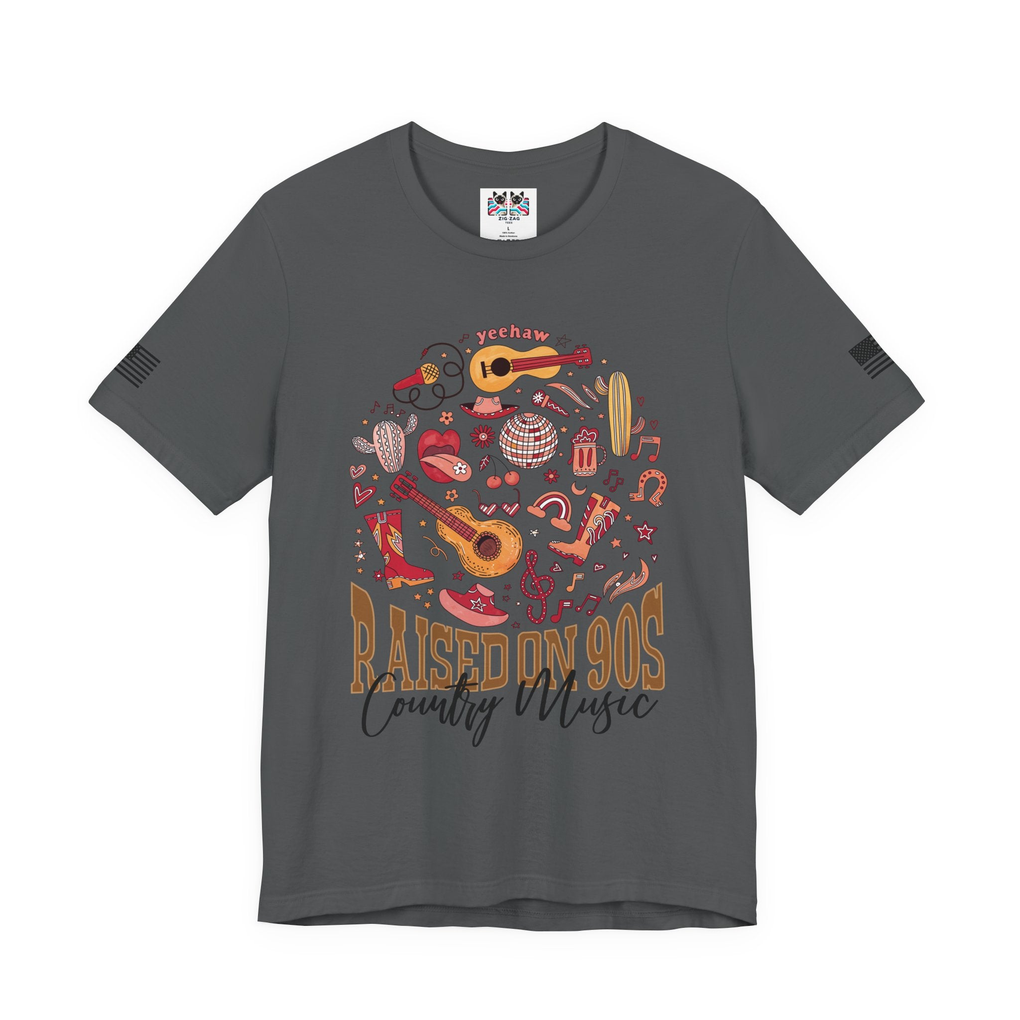 Raised on 90s Country Music T-Shirt – Yeehaw Retro Circle Collage Graphic Tee