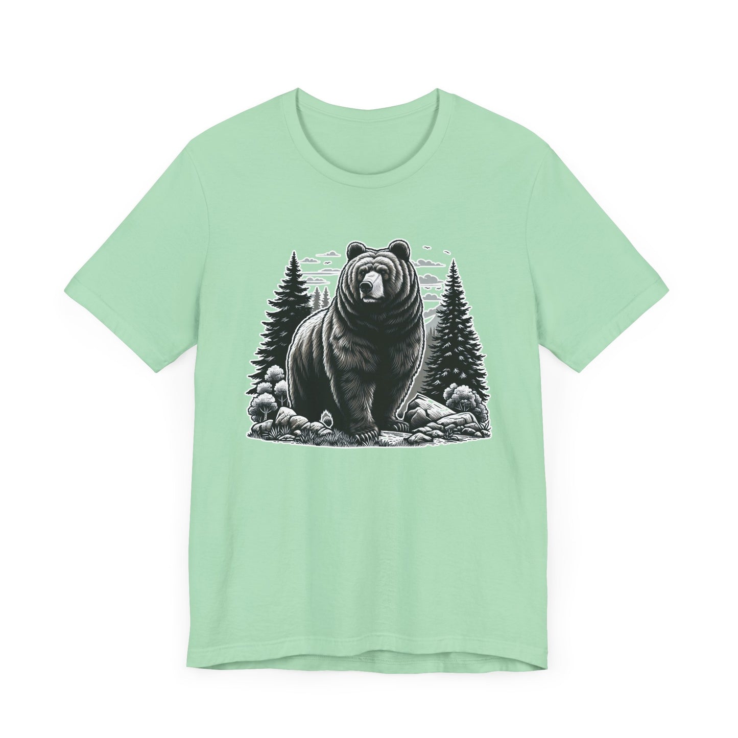 Majestic Wild Bear gazes intently at Stream Edge captivating Graphic T-Shirt