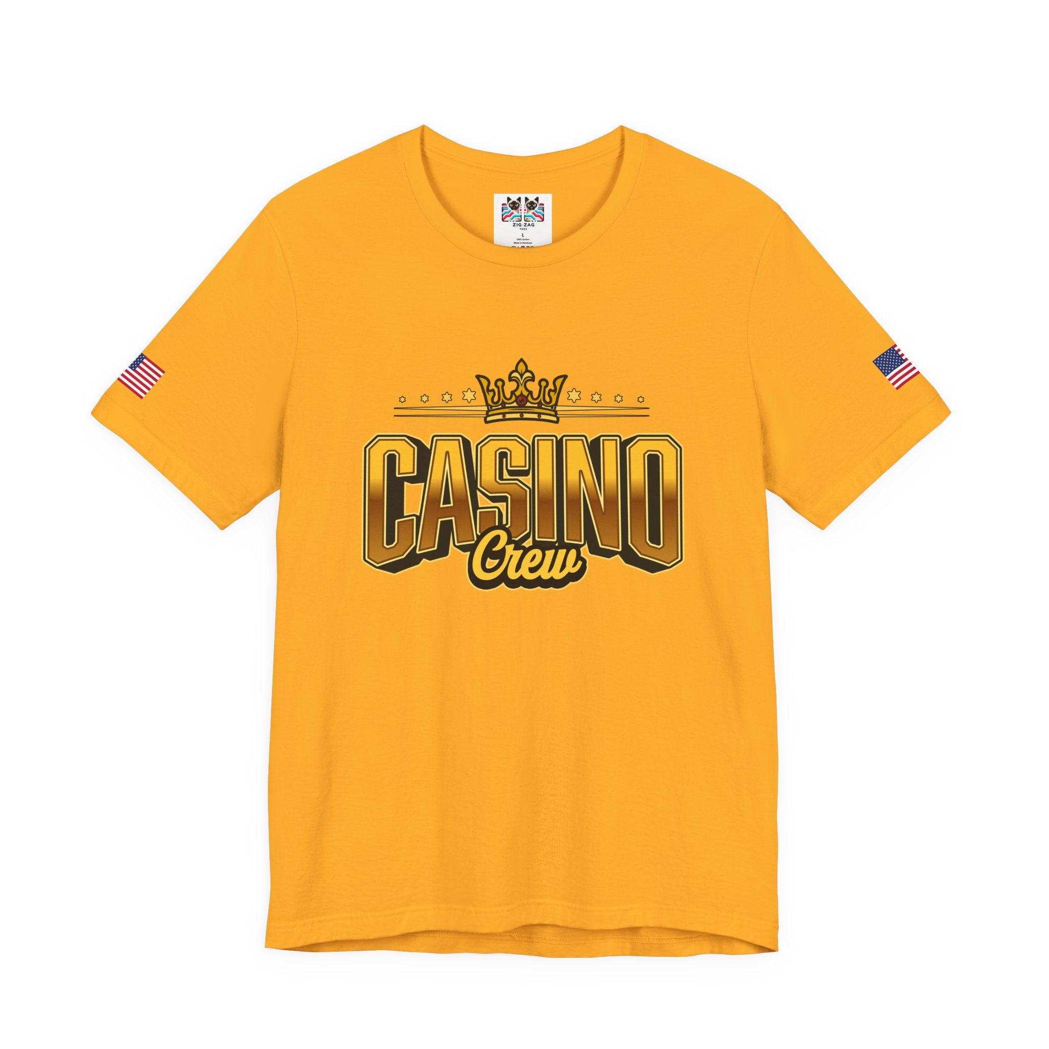 Casino Crew T-Shirt – Gold Crown Bold Typography Vegas Group Matching Tee