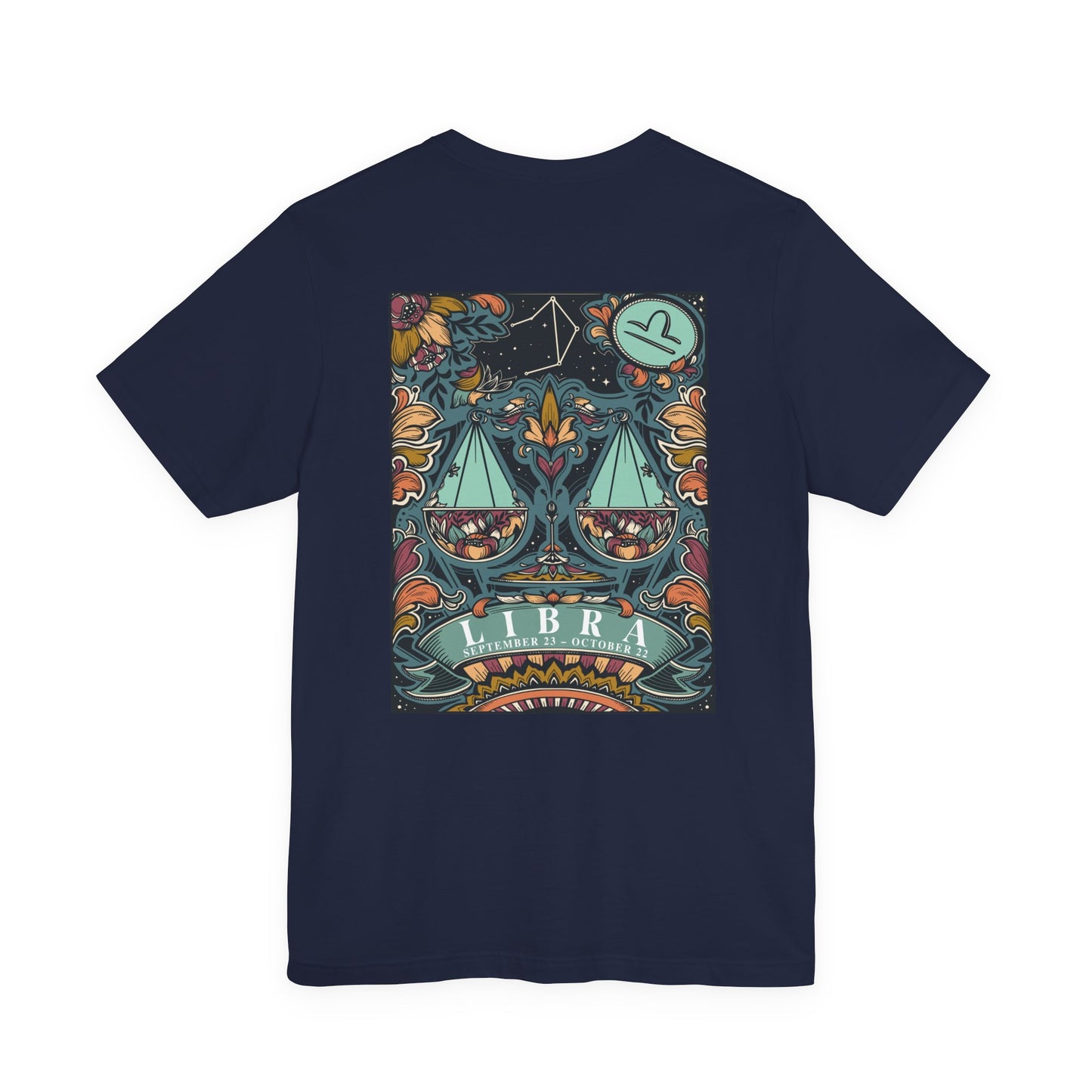 Libra Constellation & Floral Zodiac T-Shirt – September 23 to October 22