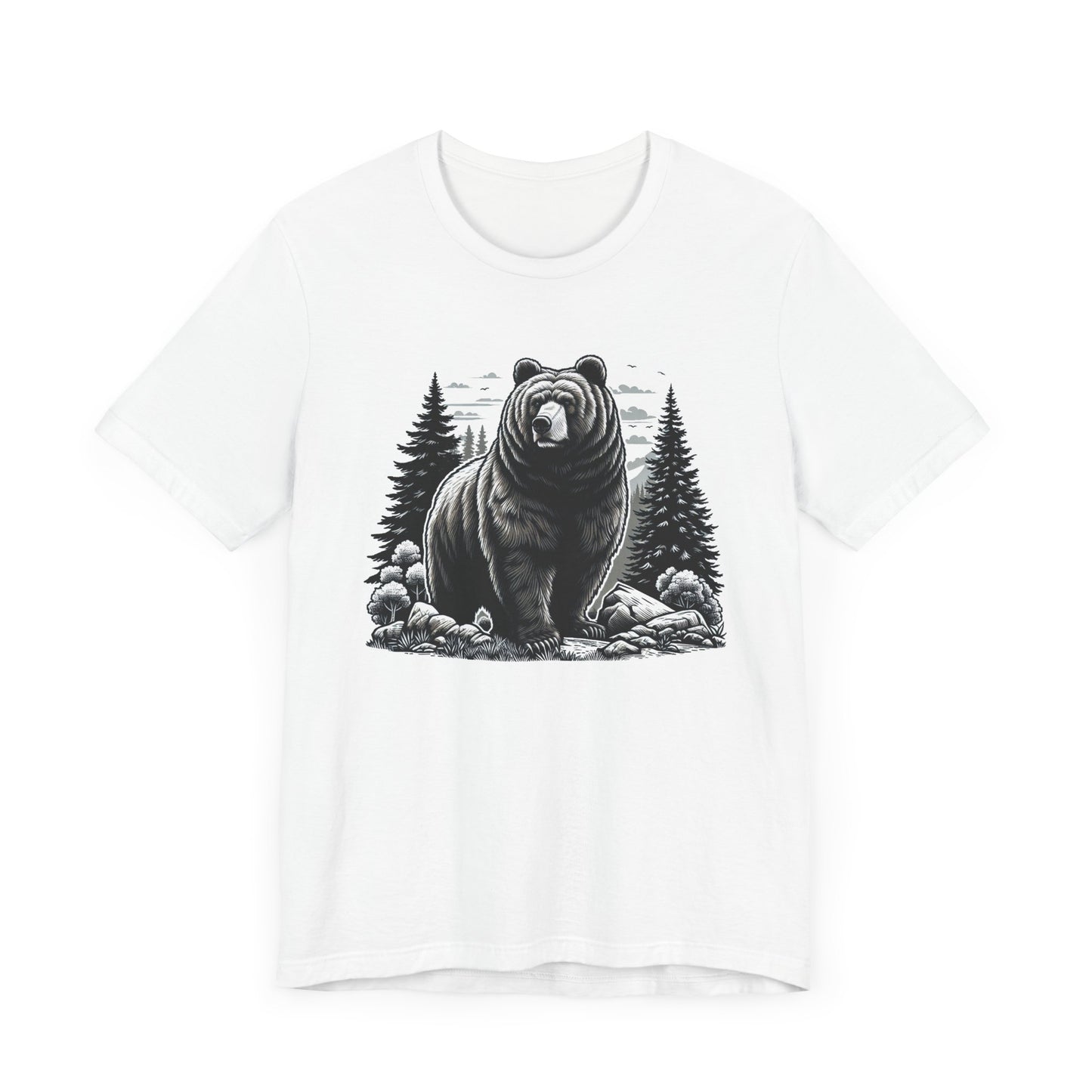 Majestic Wild Bear gazes intently at Stream Edge captivating Graphic T-Shirt