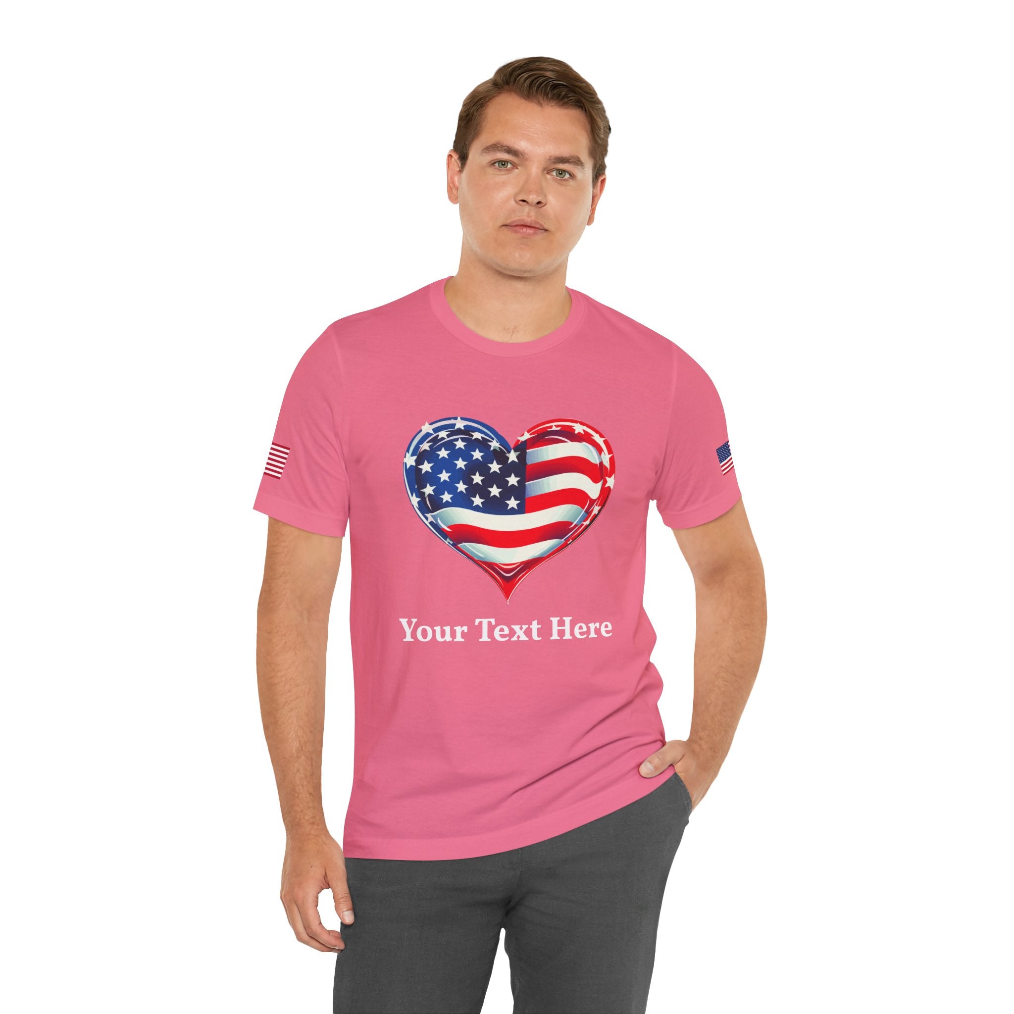 Custom T-Shirt - American Flag Heart T-Shirt – Love USA Patriotic Pride Graphic Tee