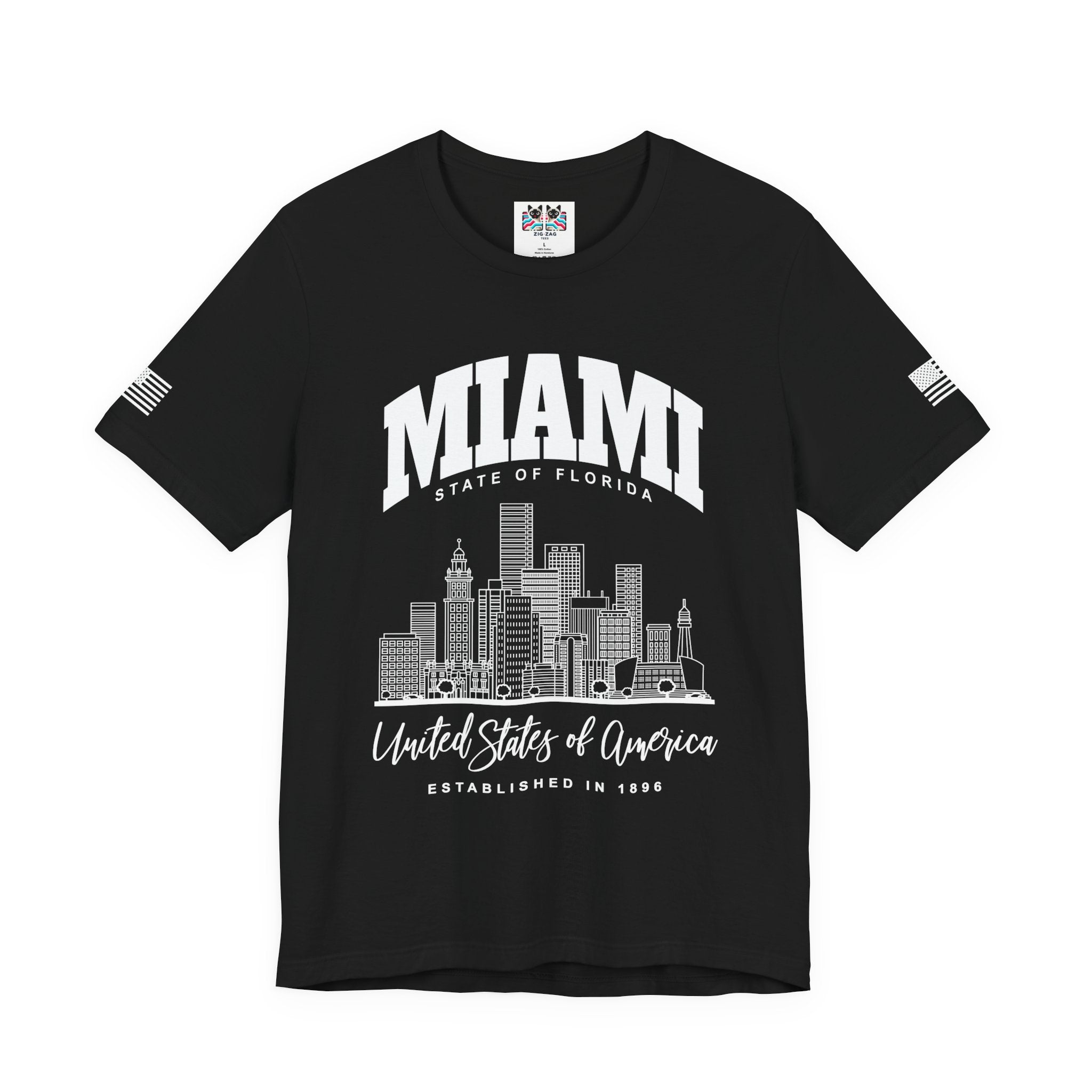 Miami State of Florida USA T-Shirt – Arch Skyline Established 1896 Graphic Tee