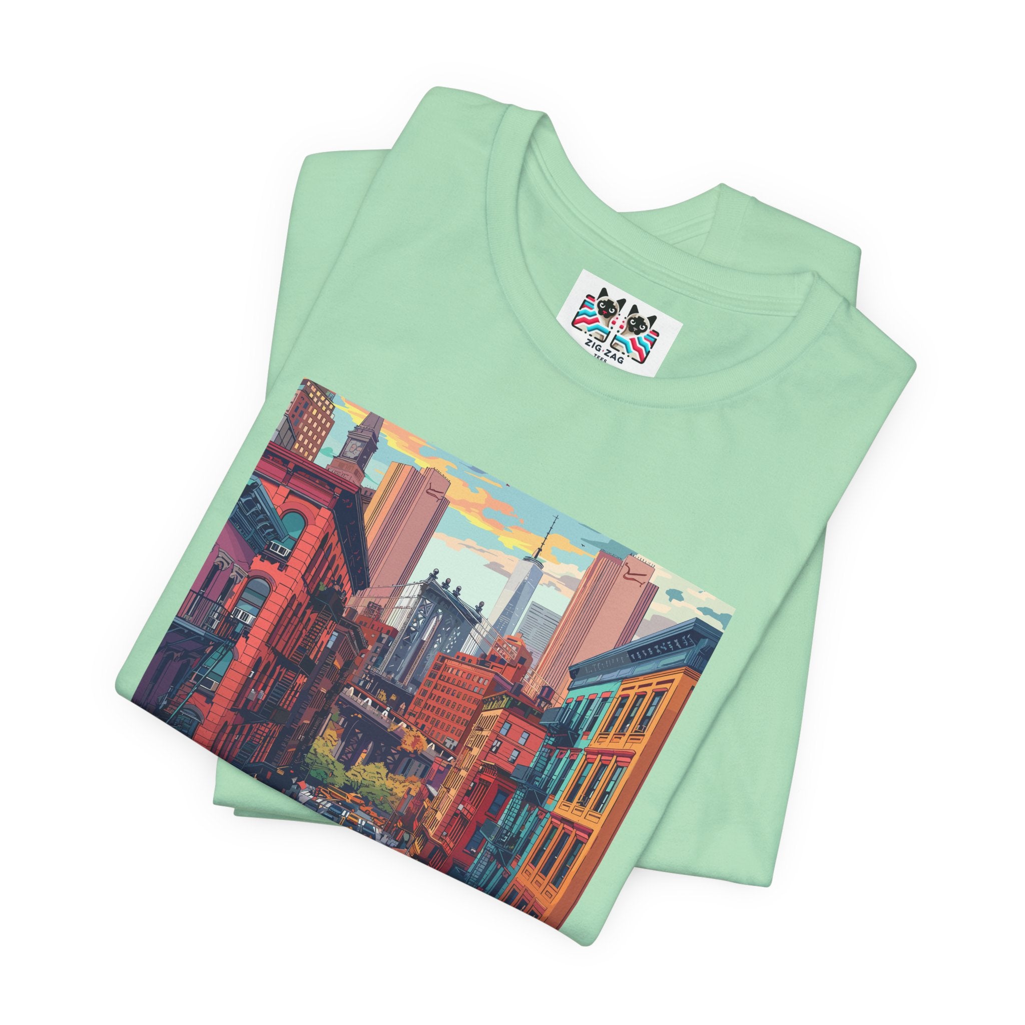 Brooklyn Bridge NYC T-Shirt - Vintage Street Scene Manhattan Bridge 1869 New York