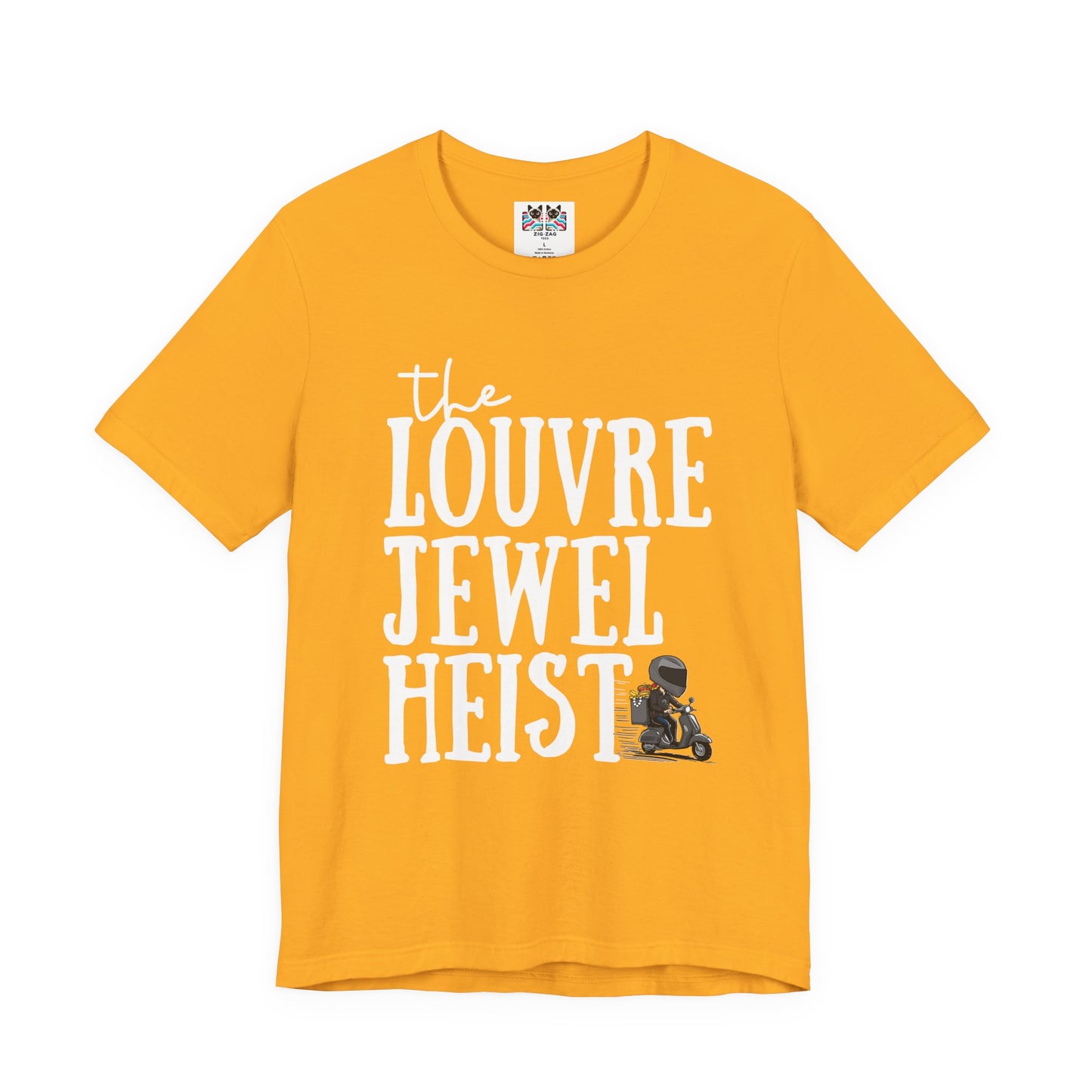 The Louvre Jewel Heist – Paris Heist Humor [White Text] T-Shirt