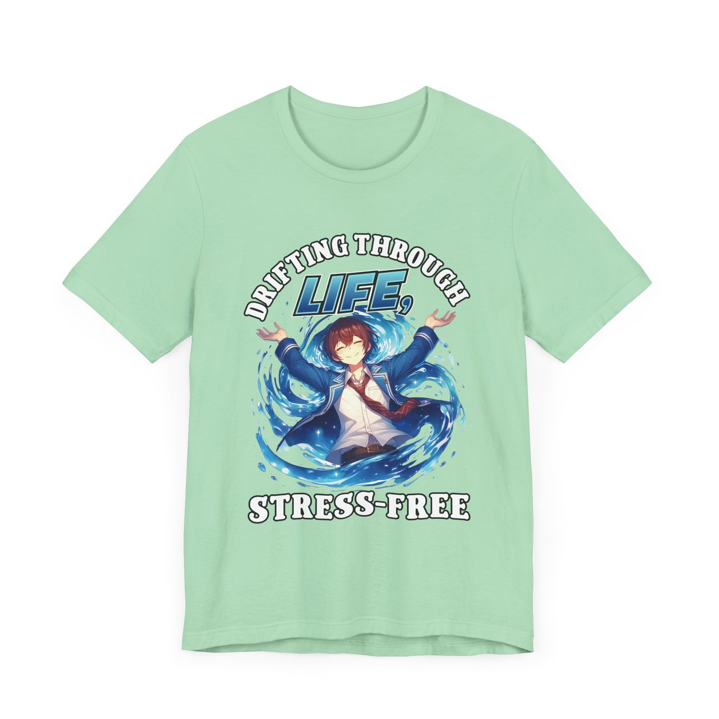 Let Go And Let Flow Shirt, Tranquil Anime Boy Tee, Water Energy Graphic T Shirt, Spiritual Release Apparel, Calm Vibes Minimalist Top