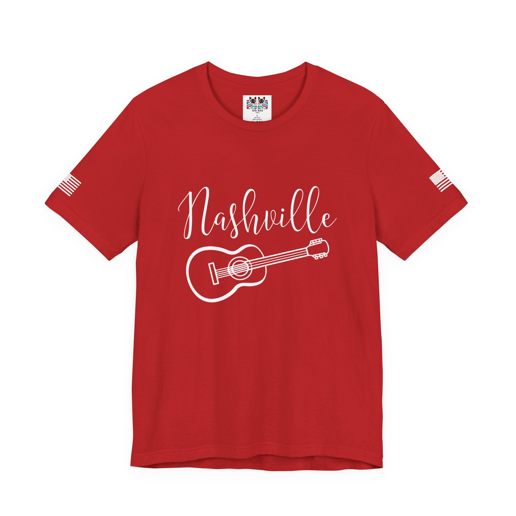 Nashville T-Shirt – Elegant Script with Acoustic Guitar Graphic Tee