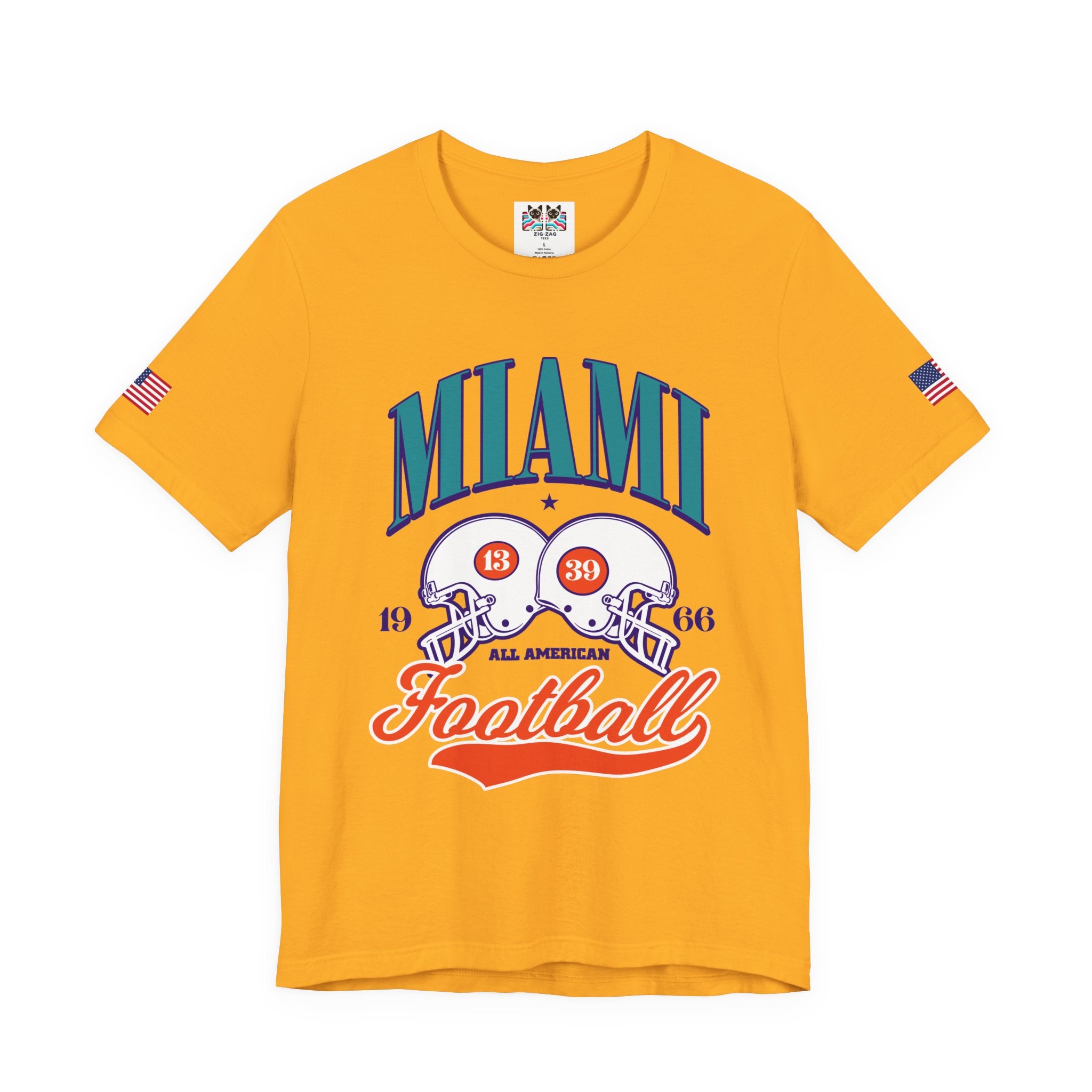 Miami All American Football T-Shirt – Vintage 1966 Helmets Collegiate Graphic Tee