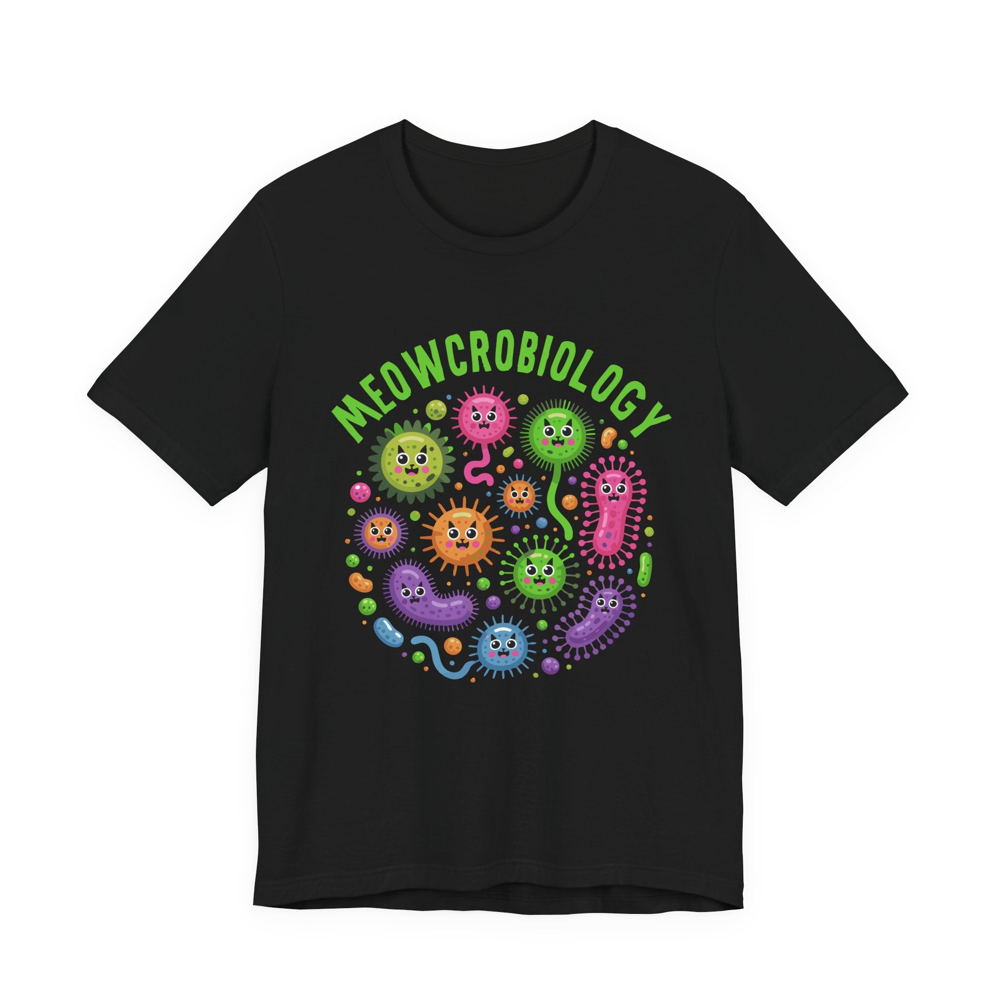 Science Biology Meowcrobiology Tshirt – Cat-Faced Microorganisms Science Pun