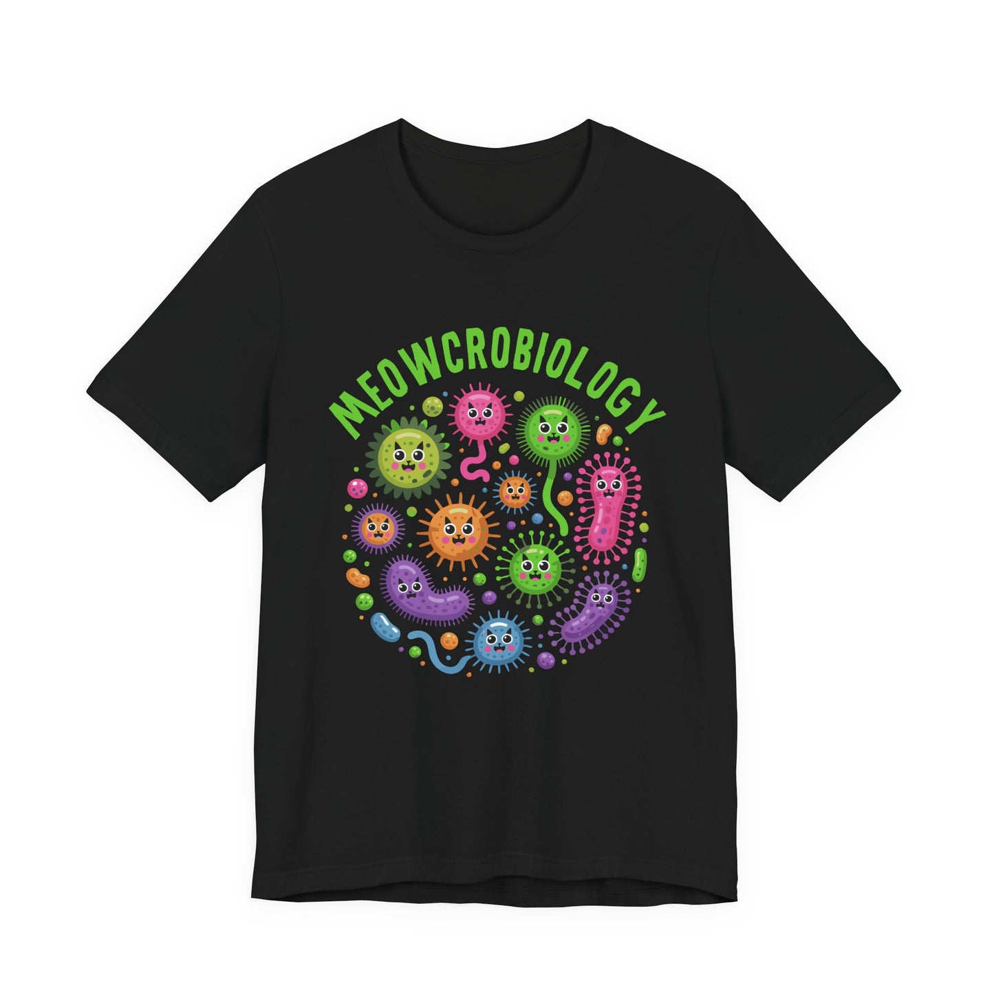 Science Biology Meowcrobiology Tshirt – Cat-Faced Microorganisms Science Pun