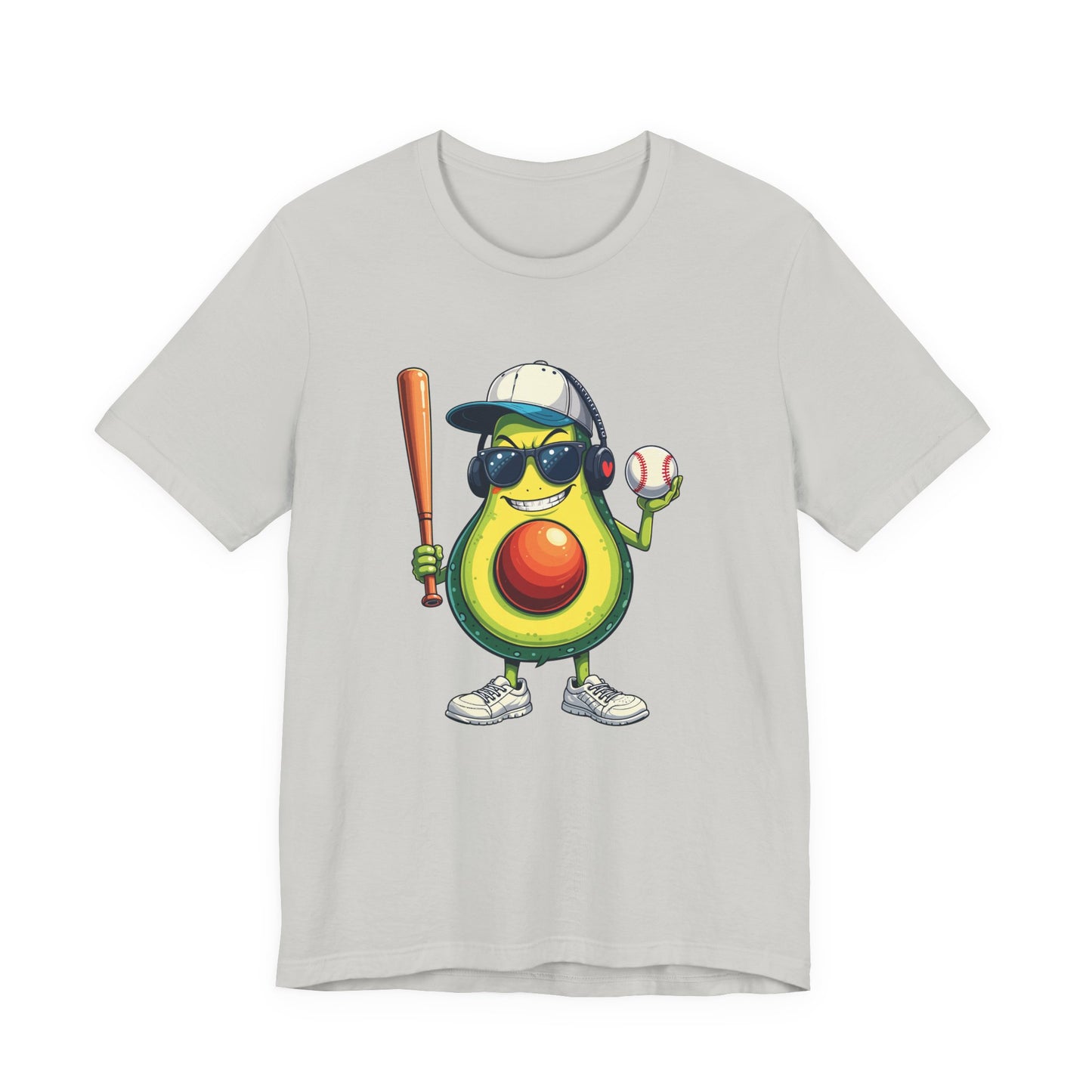 Aggressive Avocado Baseball Mascot Tshirt Bold Sports Fruit Character Design