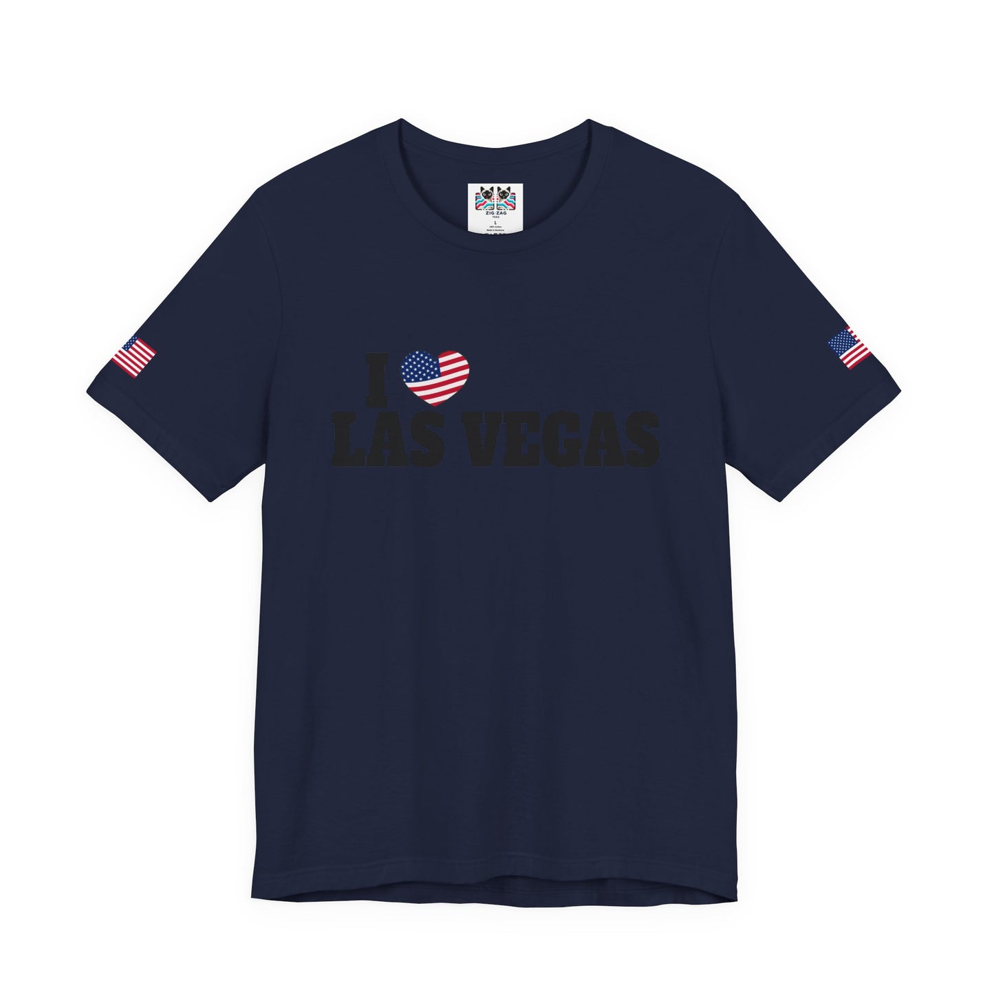 I Love Las Vegas T-Shirt - Classic USA Flag Heart Simple Nevada City Pride