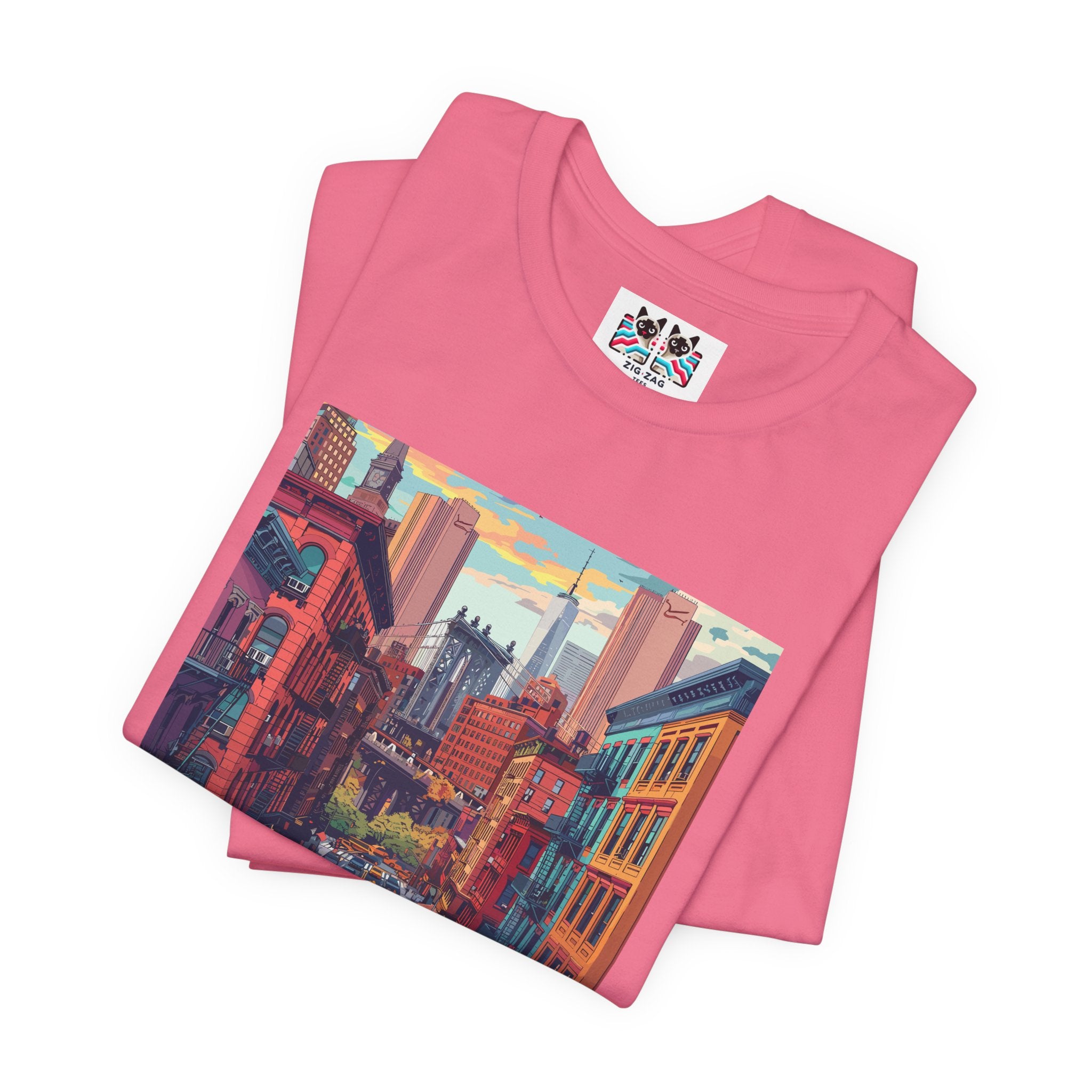 Brooklyn Bridge NYC T-Shirt - Vintage Street Scene Manhattan Bridge 1869 New York