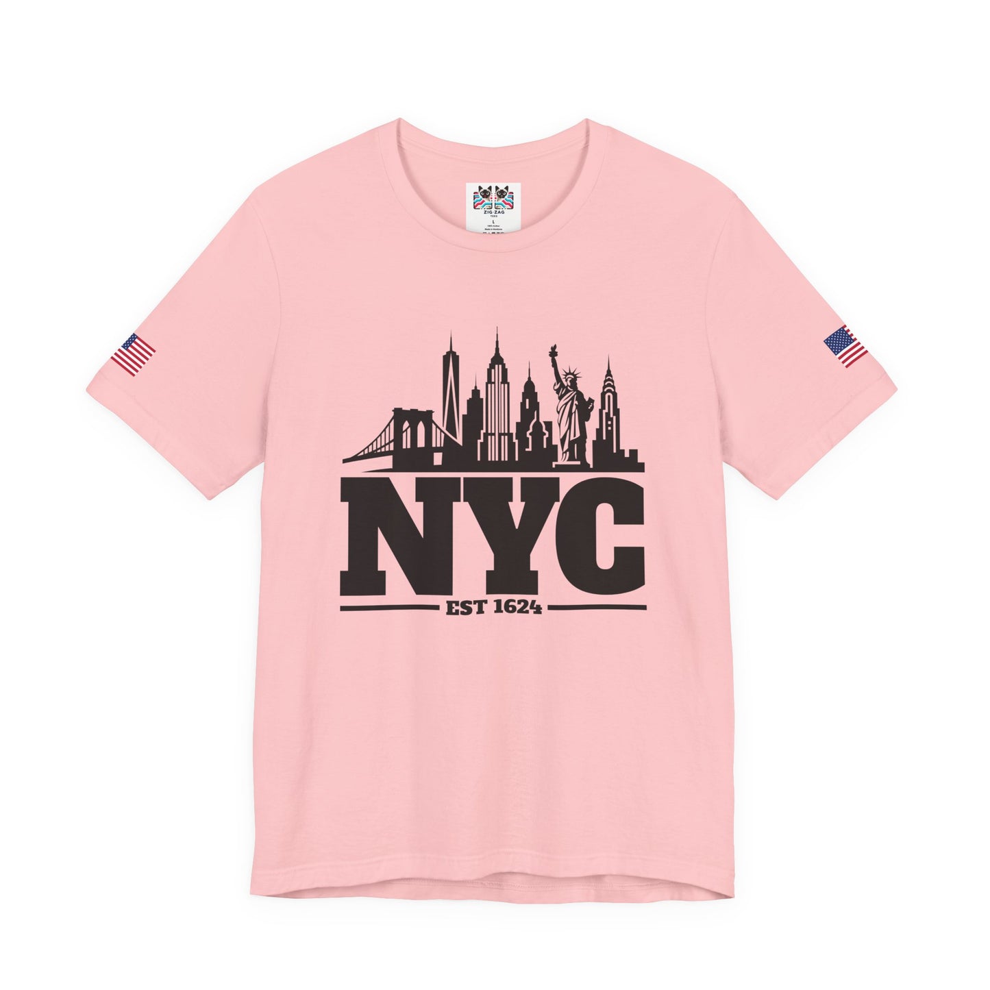 NYC Skyline Silhouette T-Shirt - Black & White New York City Est 1624 Minimalist