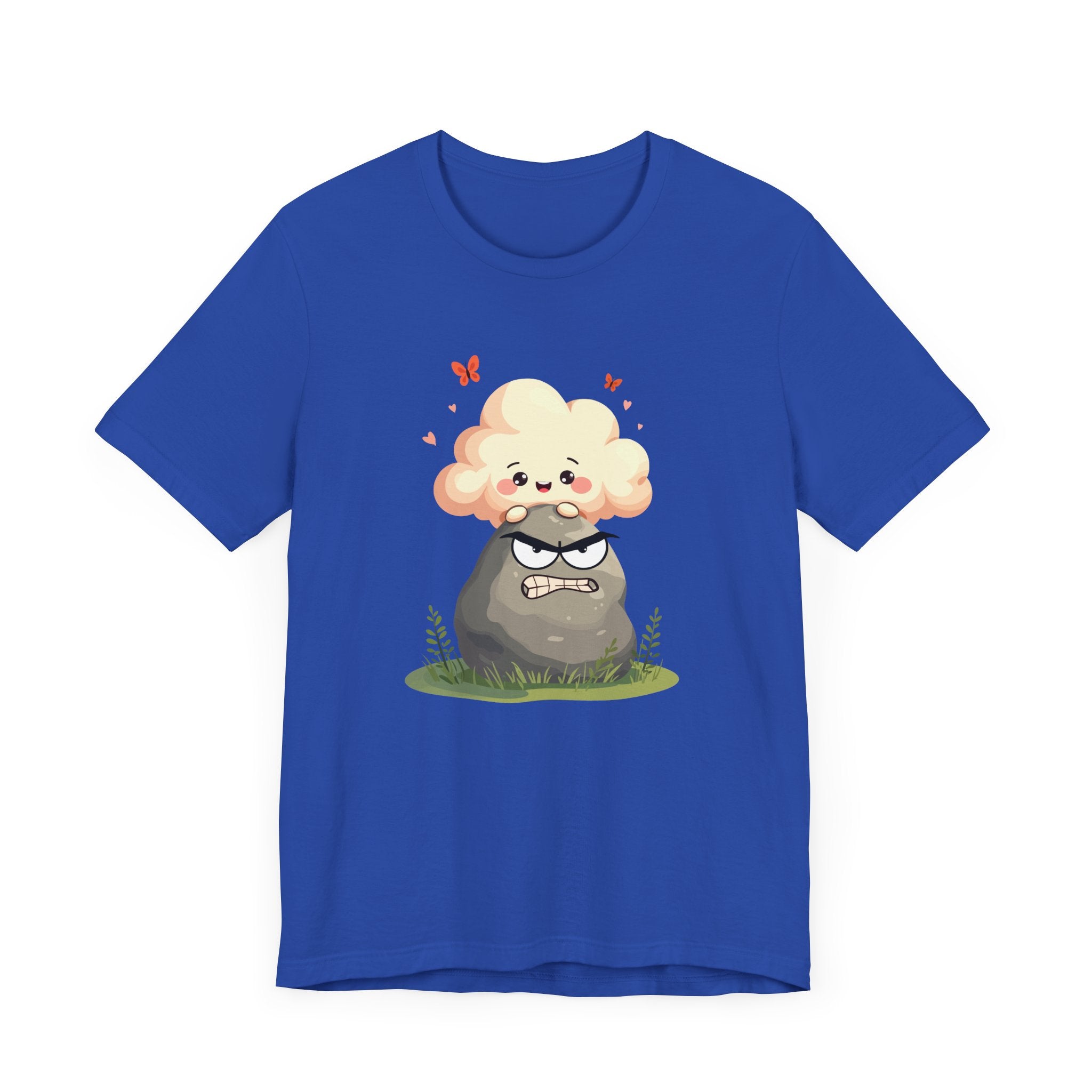 Soft but Solid - Smiling Cloud vs. Angry Rock – Playful Nature Face-Off Graphic T-Shirt