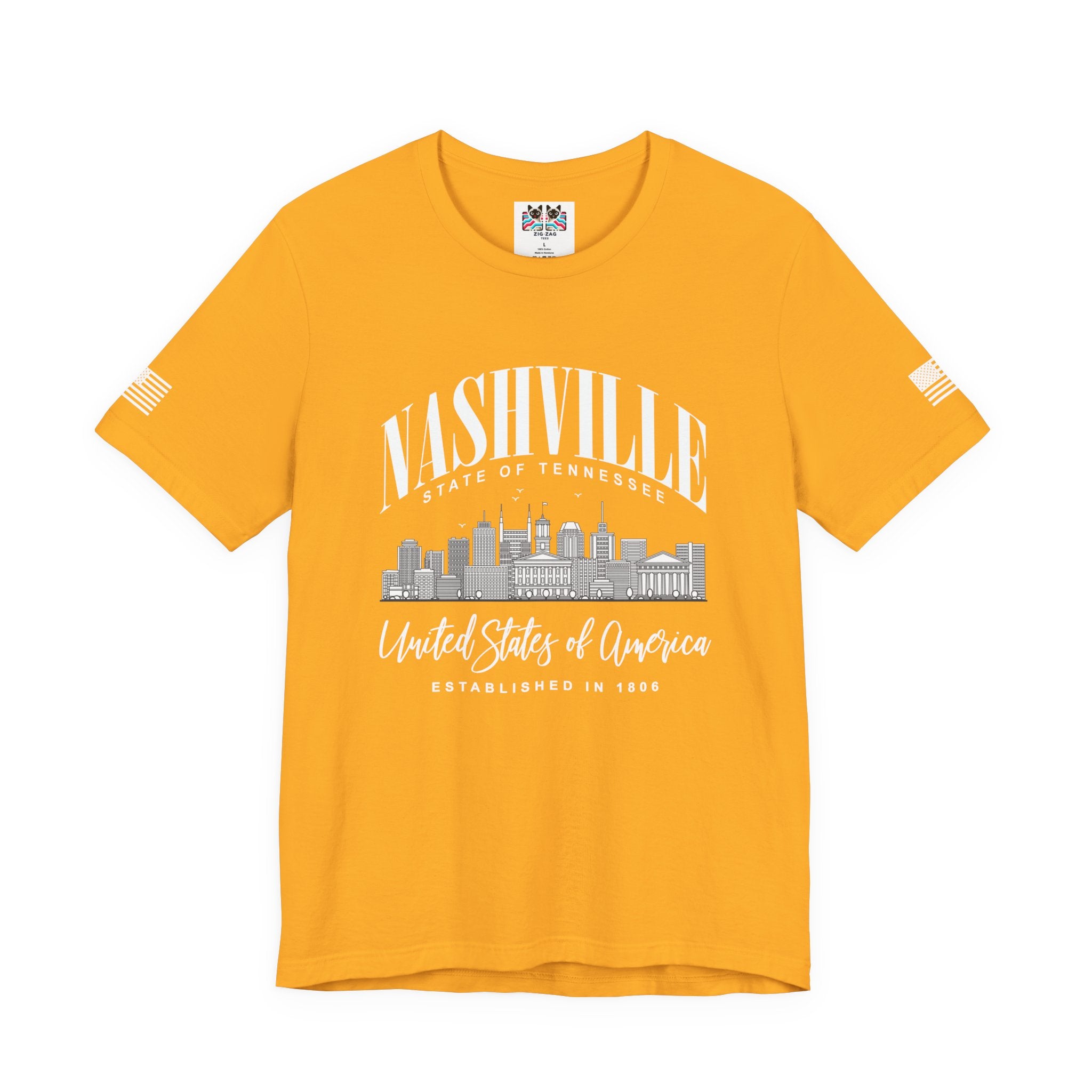 Nashville State of Tennessee T-Shirt – Arched Skyline United States of America Established 1806 Graphic Tee