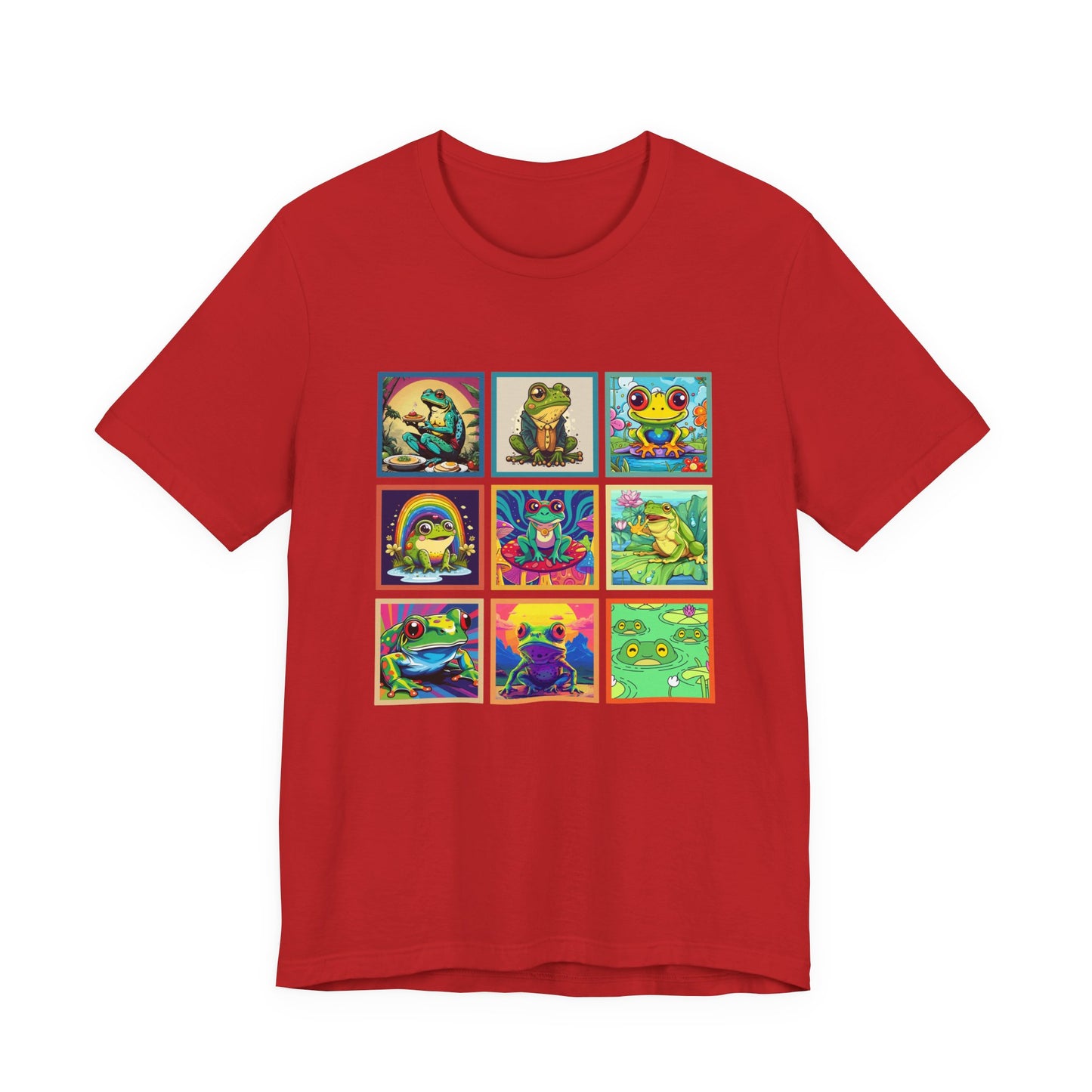 Colorful Frogs Pop Art Tshirt – Nine Amphibian Friends
